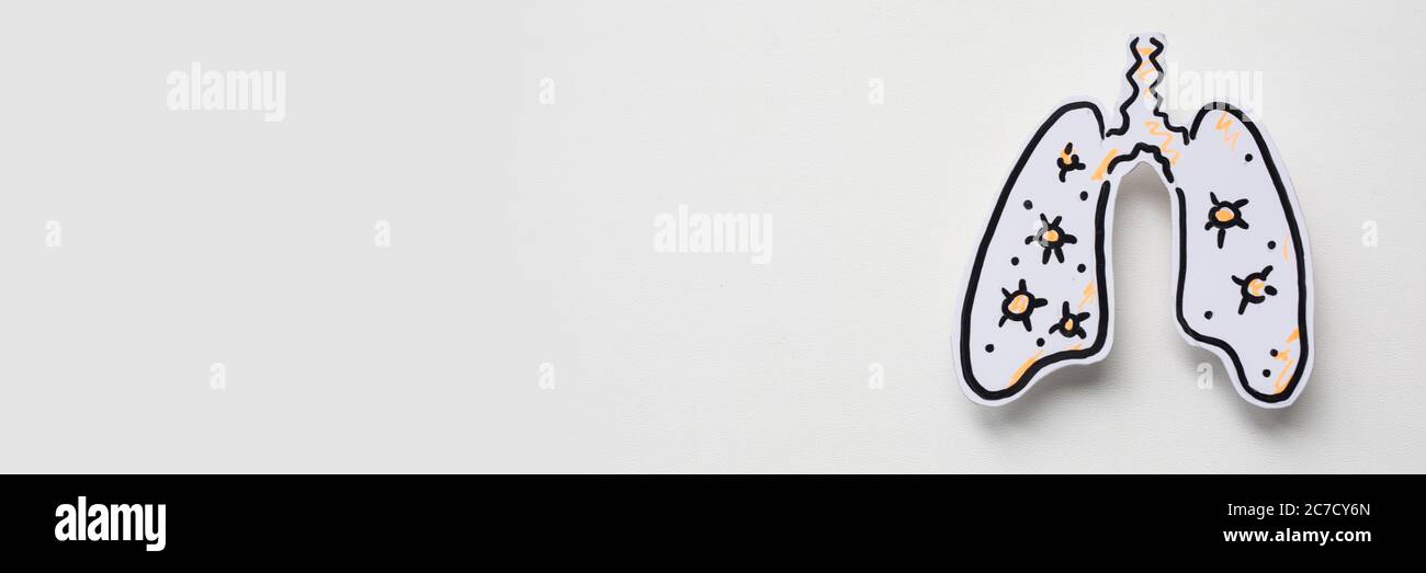 Icona dei polmoni infetti da coronavirus disegnati Foto Stock