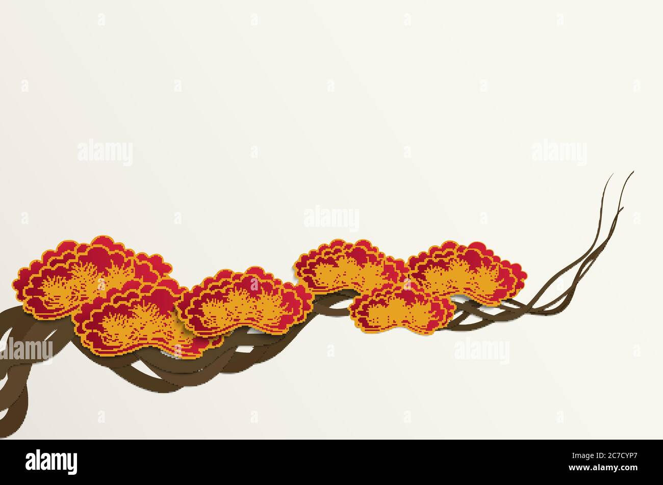 Stile di taglio di carta di sfondo albero di fiore di prugna per illustrazione vettoriale di disegno cinese o giapponese Illustrazione Vettoriale