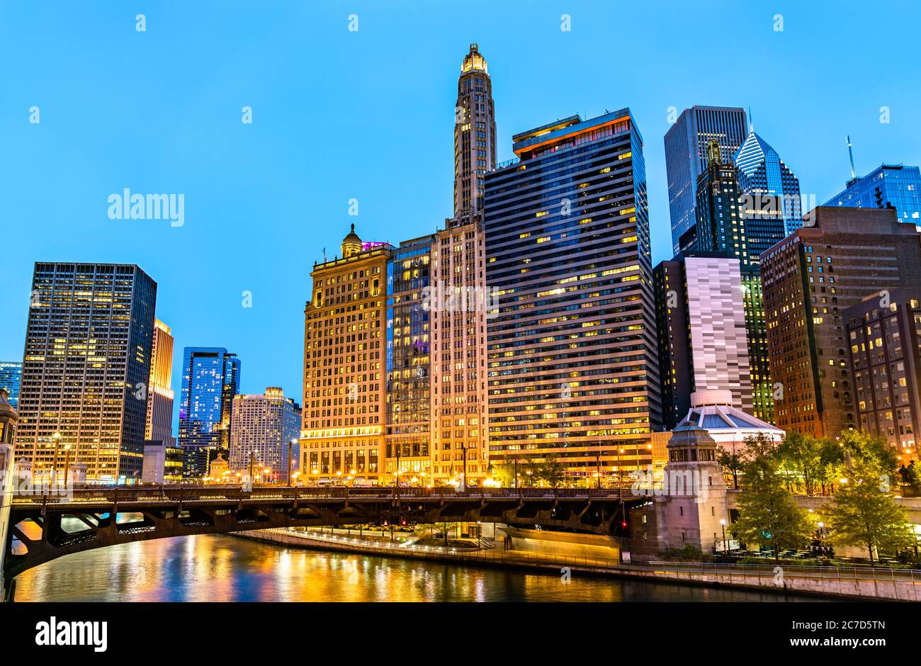 Edifici storici nel centro di Chicago, Stati Uniti Foto Stock