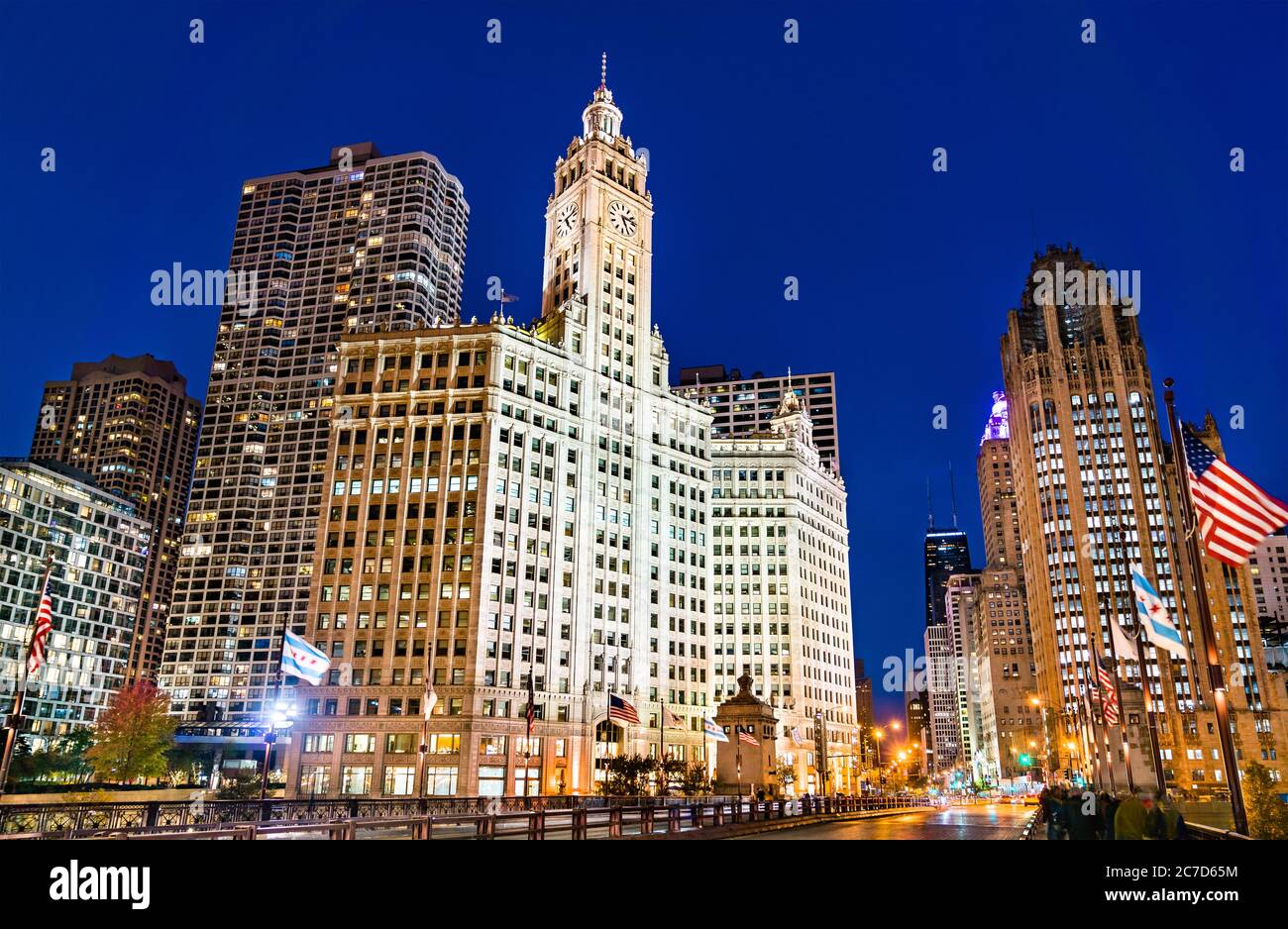 Edifici storici nel centro di Chicago, Stati Uniti Foto Stock