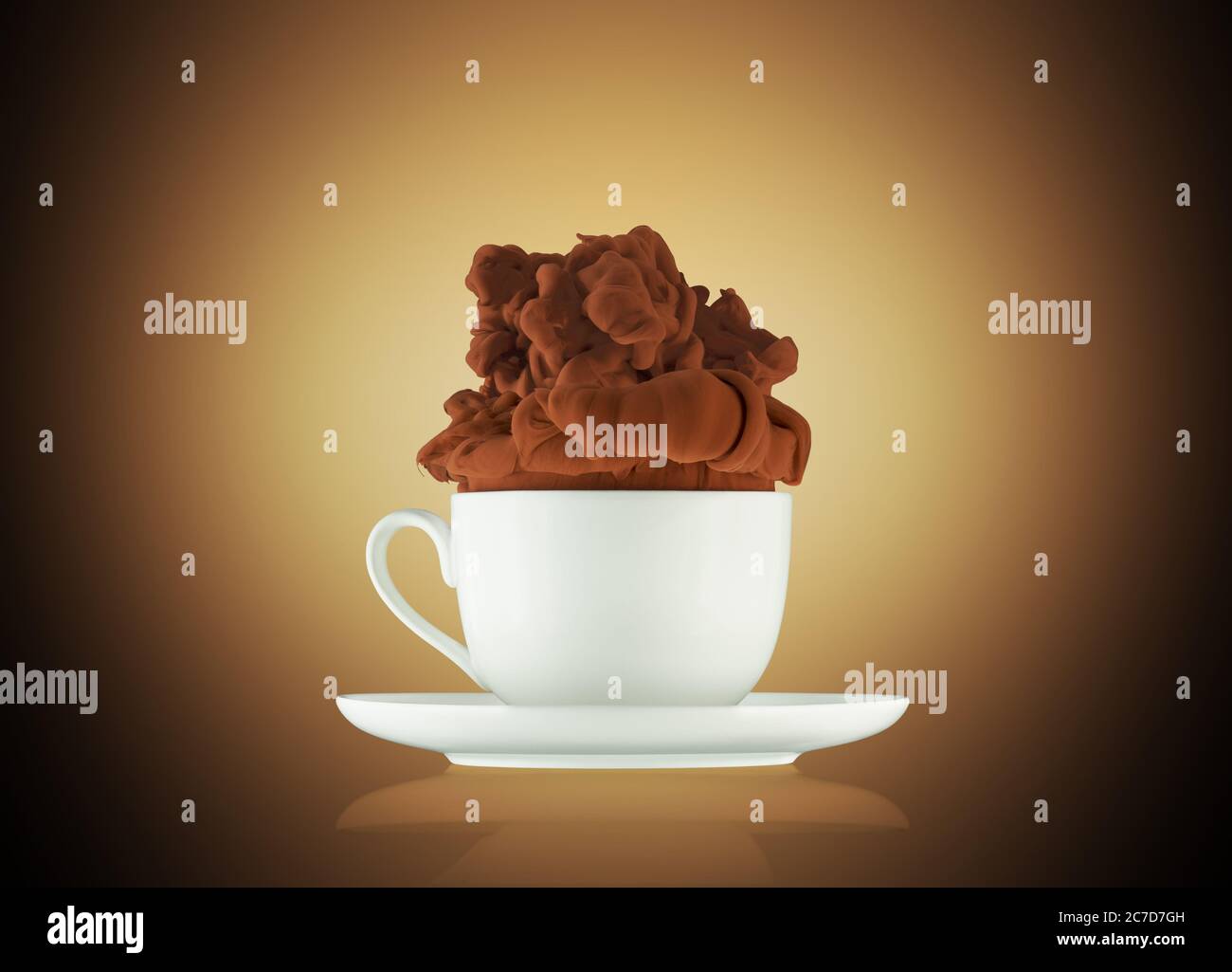 nube di cioccolata calda che esce da una tazza Foto Stock
