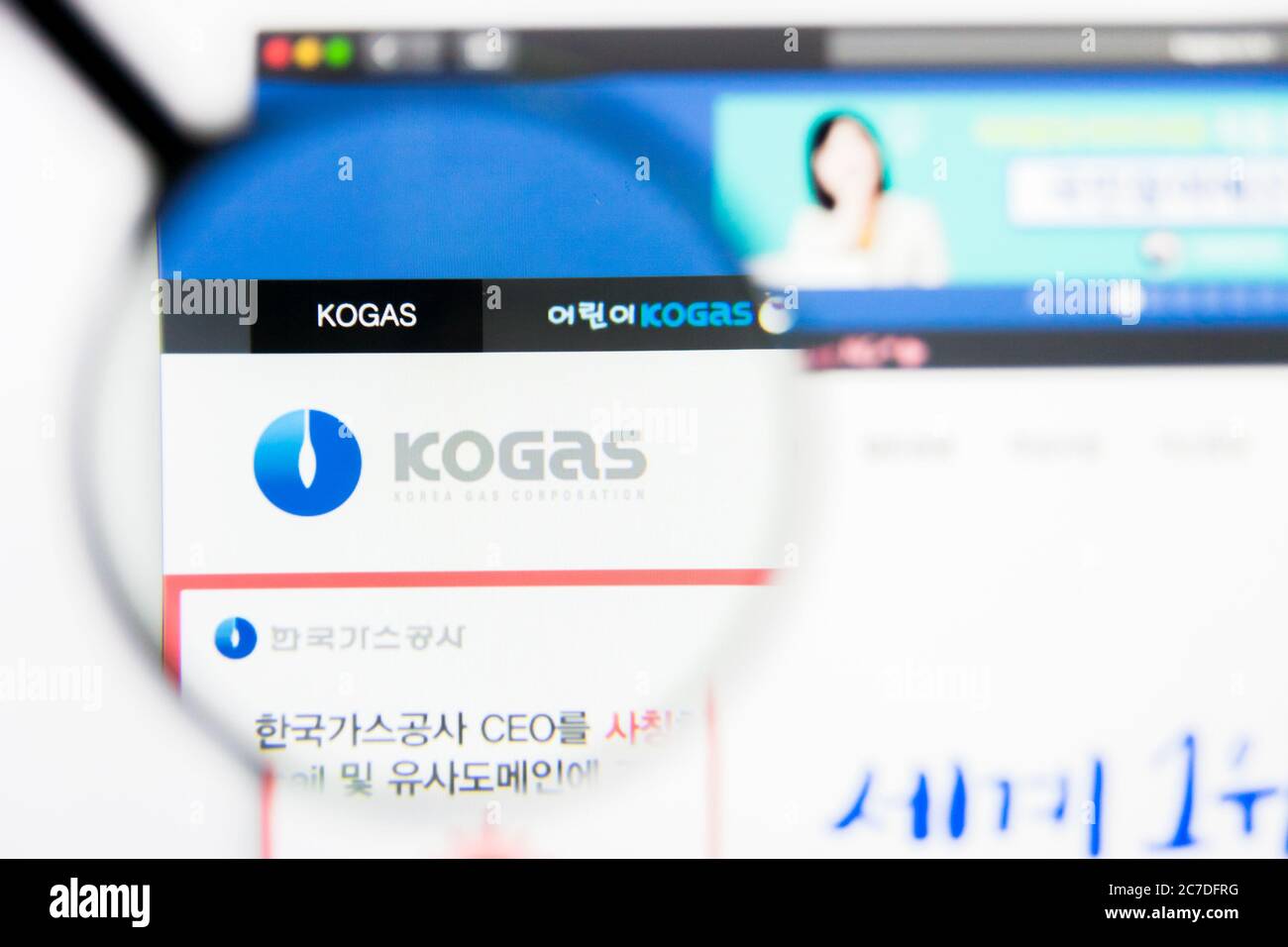 Los Angeles, California, USA - 24 Marzo 2019: Editoriale illustrativo della homepage del sito web Korea gas. Logo gas Corea visibile sullo schermo del display. Foto Stock