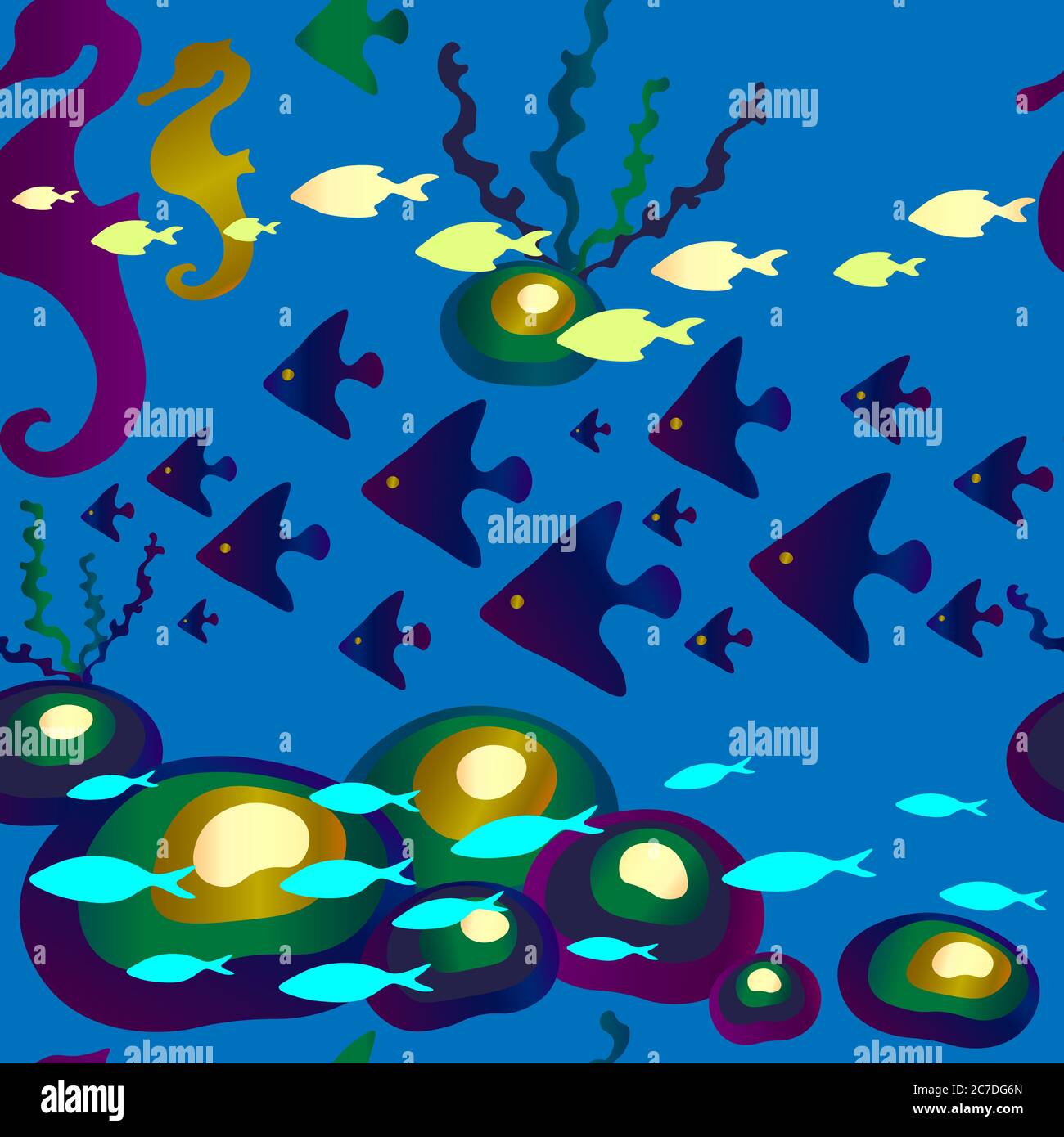 pesce cavallo di mare pietre sotto l'acqua modello Foto Stock