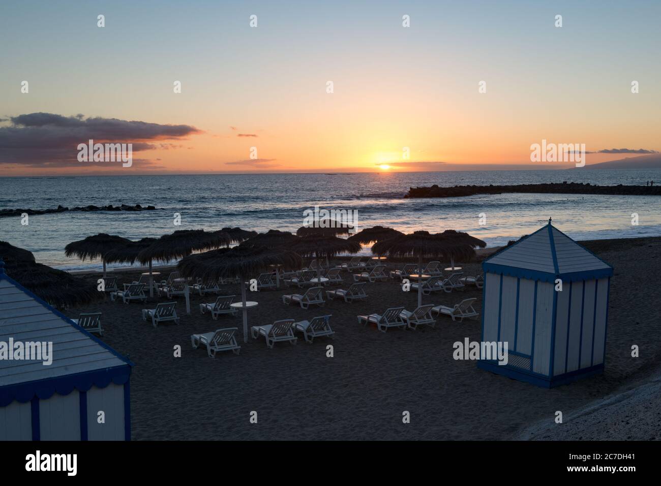 La spiaggia di la Caleta a Tenerife, nelle Isole Canarie, Spagna Foto Stock
