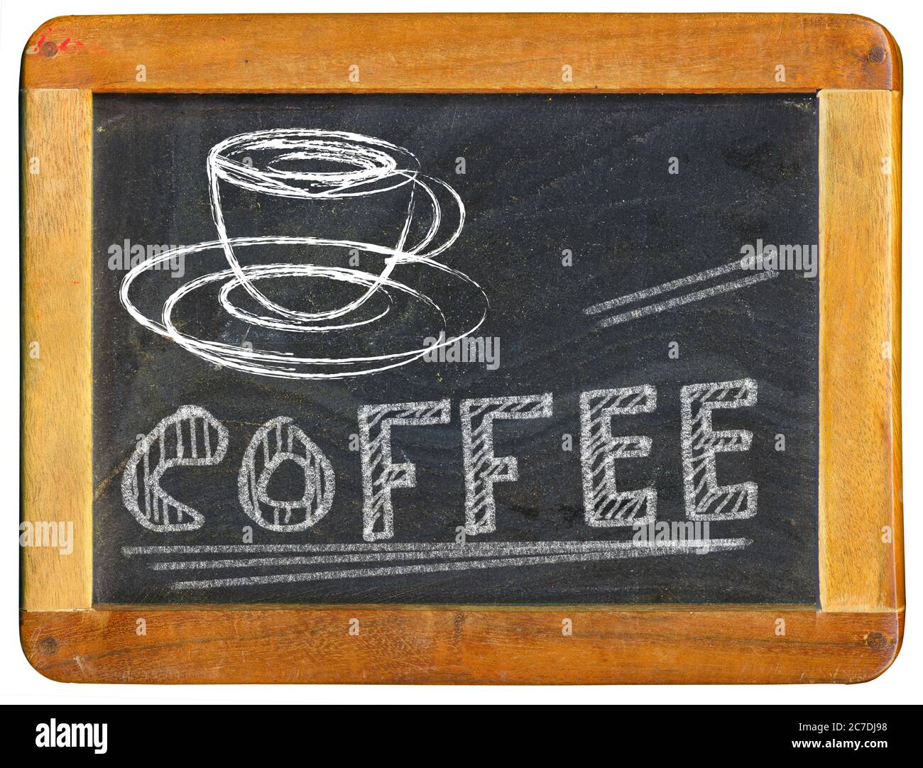 modello di disegno pubblicitario del caffè sulla lavagna, menu del caffè, spazio libero di copia Foto Stock
