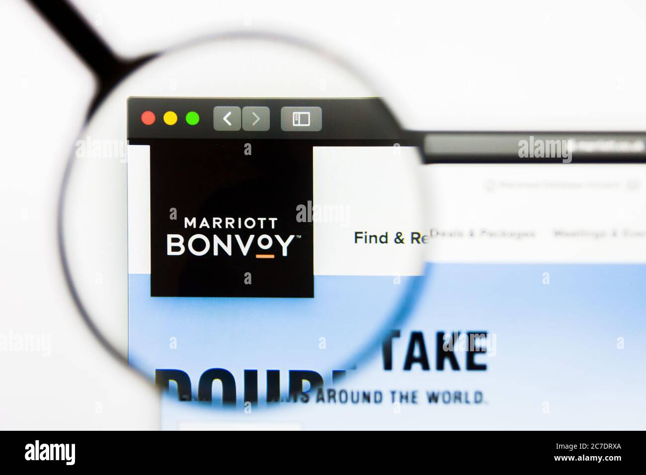 Los Angeles, California, USA - 13 Marzo 2019: Editoriale illustrativo, sito web di Marriott International Bonvoy. Marriott International Bonvoy Foto Stock
