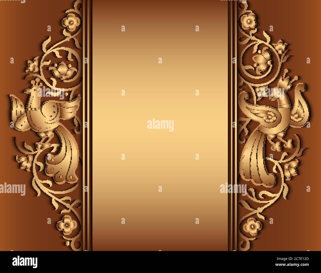 Natura vettoriale e uccelli vintage confine. Illustrazione Vettoriale