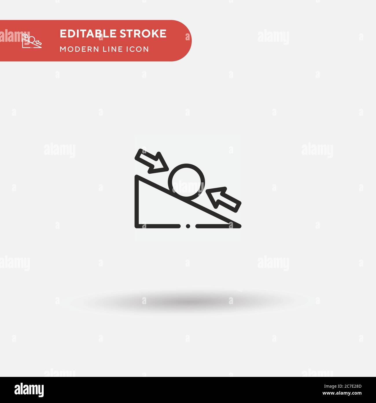 Icona vettore semplice attrito. Modello di disegno simbolo illustrazione per elemento UI mobile Web. Pittogramma moderno a colori perfetto su tratto modificabile. Frictio Illustrazione Vettoriale