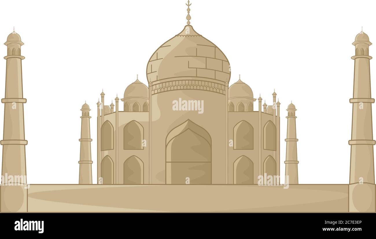 Immagine Taj mahal. Edificio famoso indiano - Vector Illustrazione Vettoriale