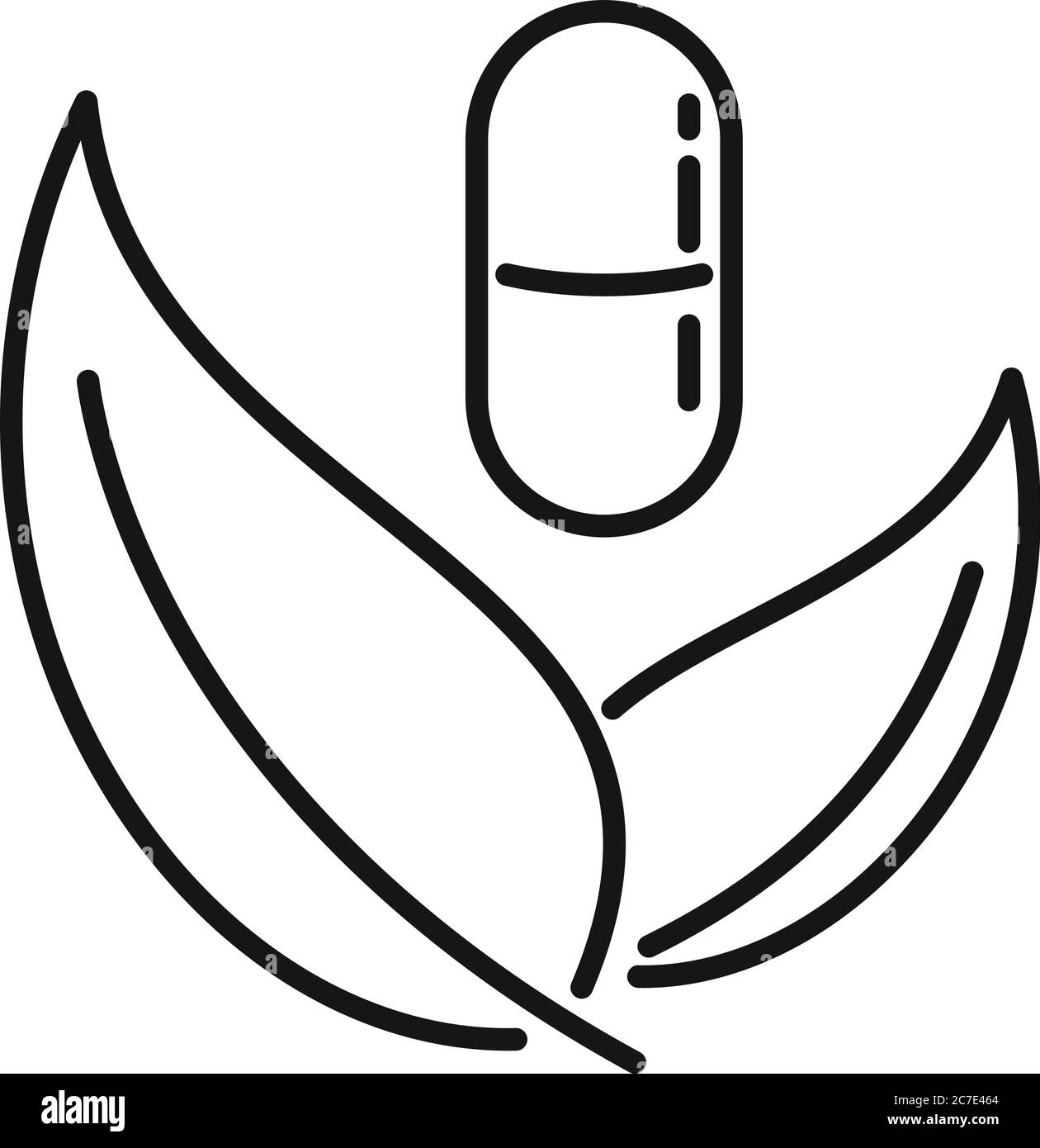 Icona capsula eco Leaf. Icona vettoriale eco-foglia capsula di contorno per web design isolato su sfondo bianco Illustrazione Vettoriale