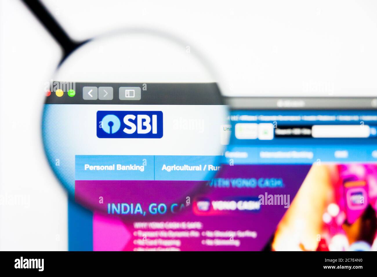 Los Angeles, California, USA - 5 aprile 2019: Editoriale illustrativo della pagina iniziale del sito della Banca di Stato dell'India. Logo della state Bank of India visibile su Foto Stock