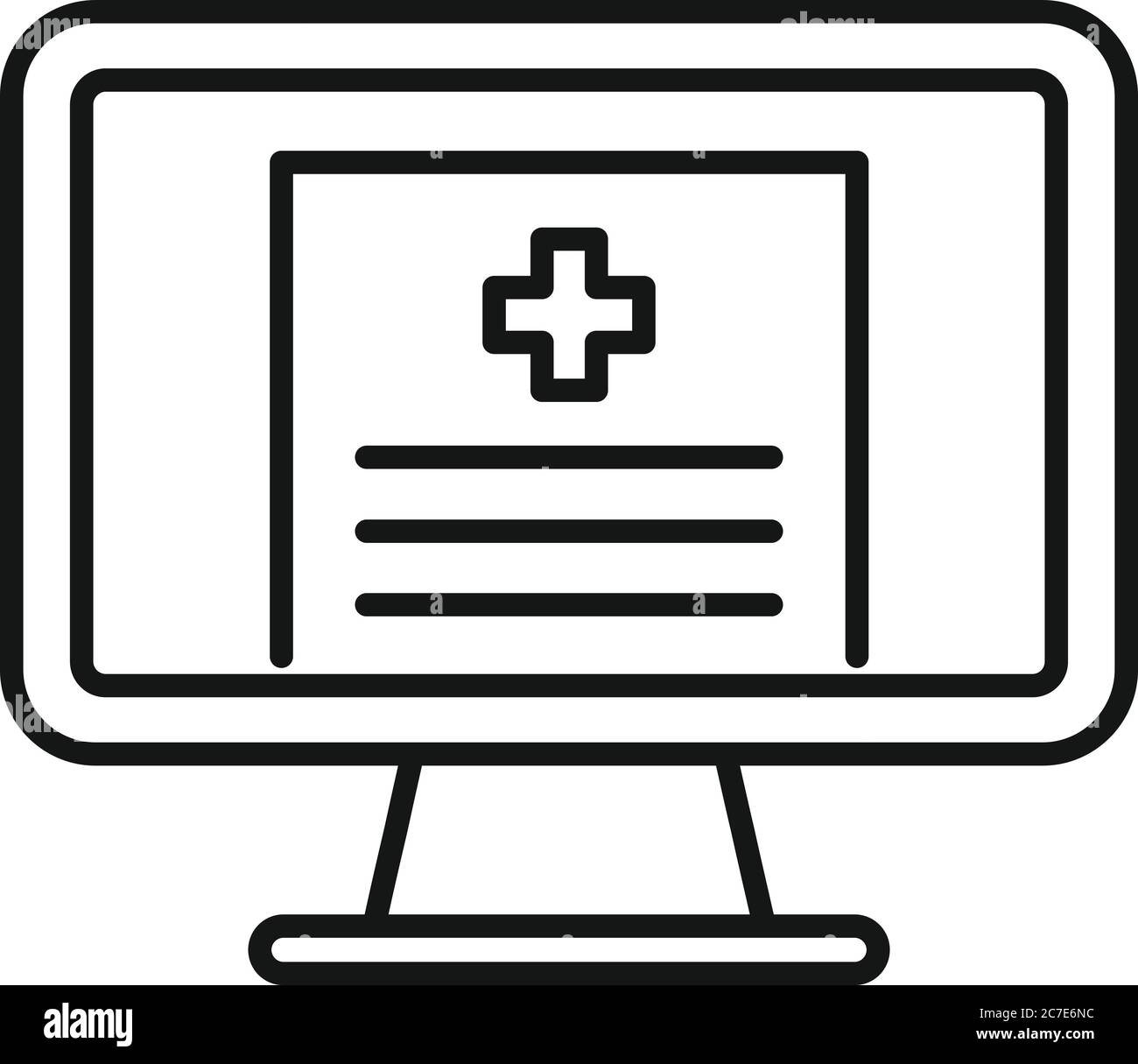 Icona del monitor medico online. Delineare l'icona vettoriale del monitor medico online per il web design isolato su sfondo bianco Illustrazione Vettoriale