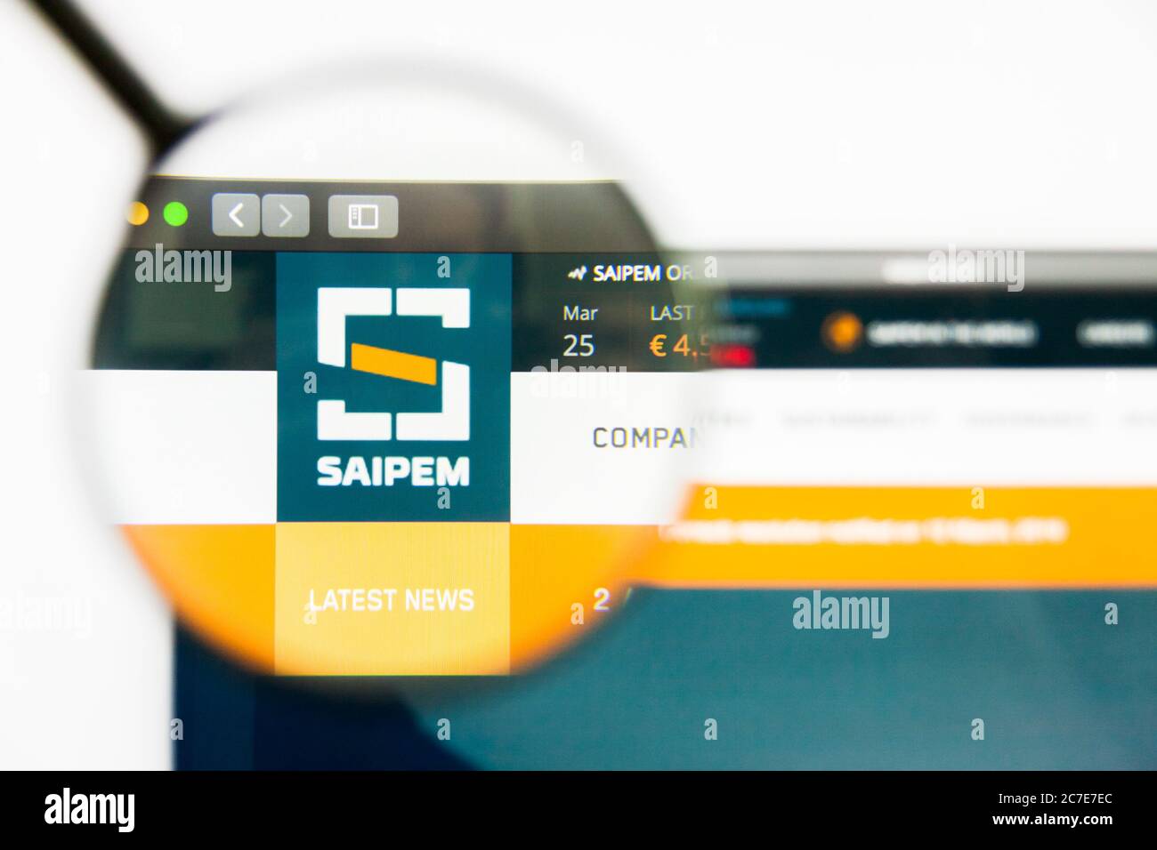 Los Angeles, California, USA - 25 Marzo 2019: Editoriale illustrativo della homepage del sito Saipem. Logo Saipem visibile sullo schermo. Foto Stock