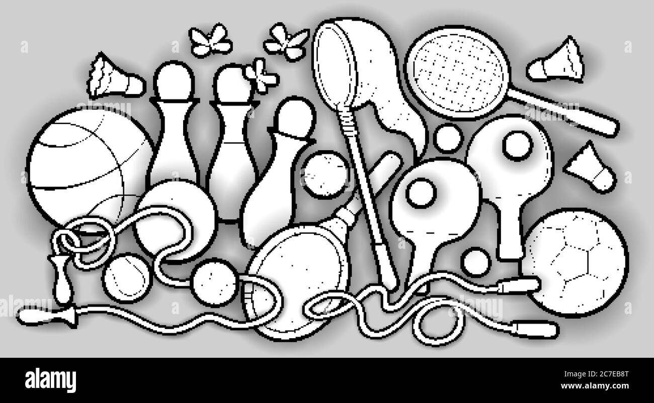 Cartoon carino doodles bambini giocattoli illustrazione Illustrazione Vettoriale