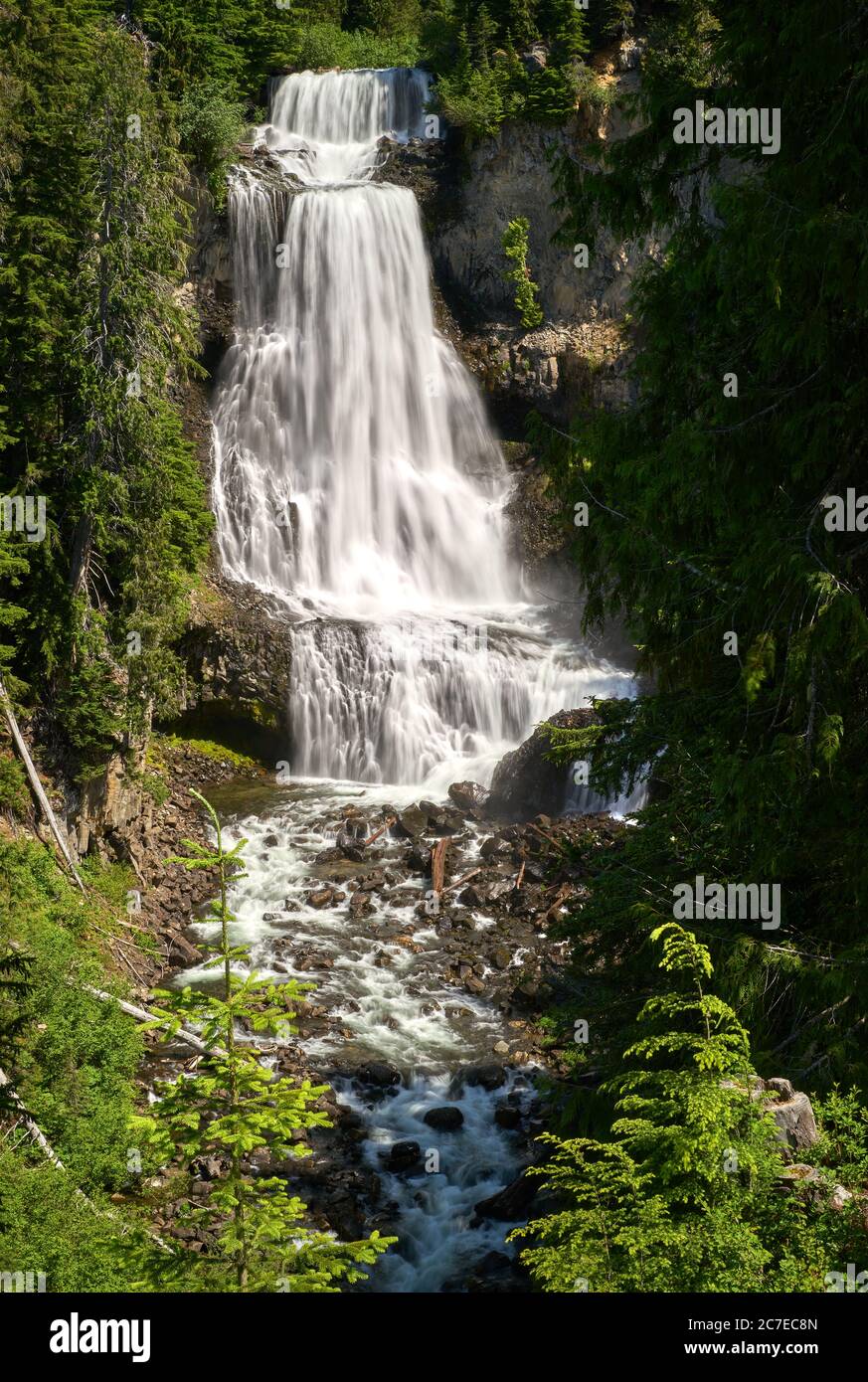 Alexander Falls, British Columbia. Spettacolari cascate Alexander a Whistler, British Columbia, Canada. Foto Stock