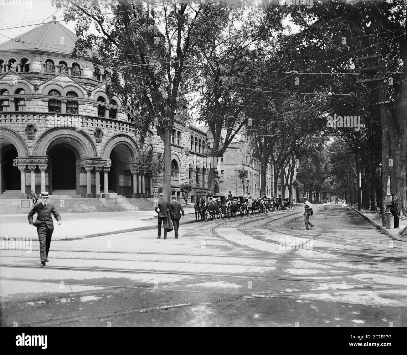 College Street e Osborn Hall, Yale College, New Haven, Connecticut, Stati Uniti, Detroit Publishing Company, 1900 Foto Stock