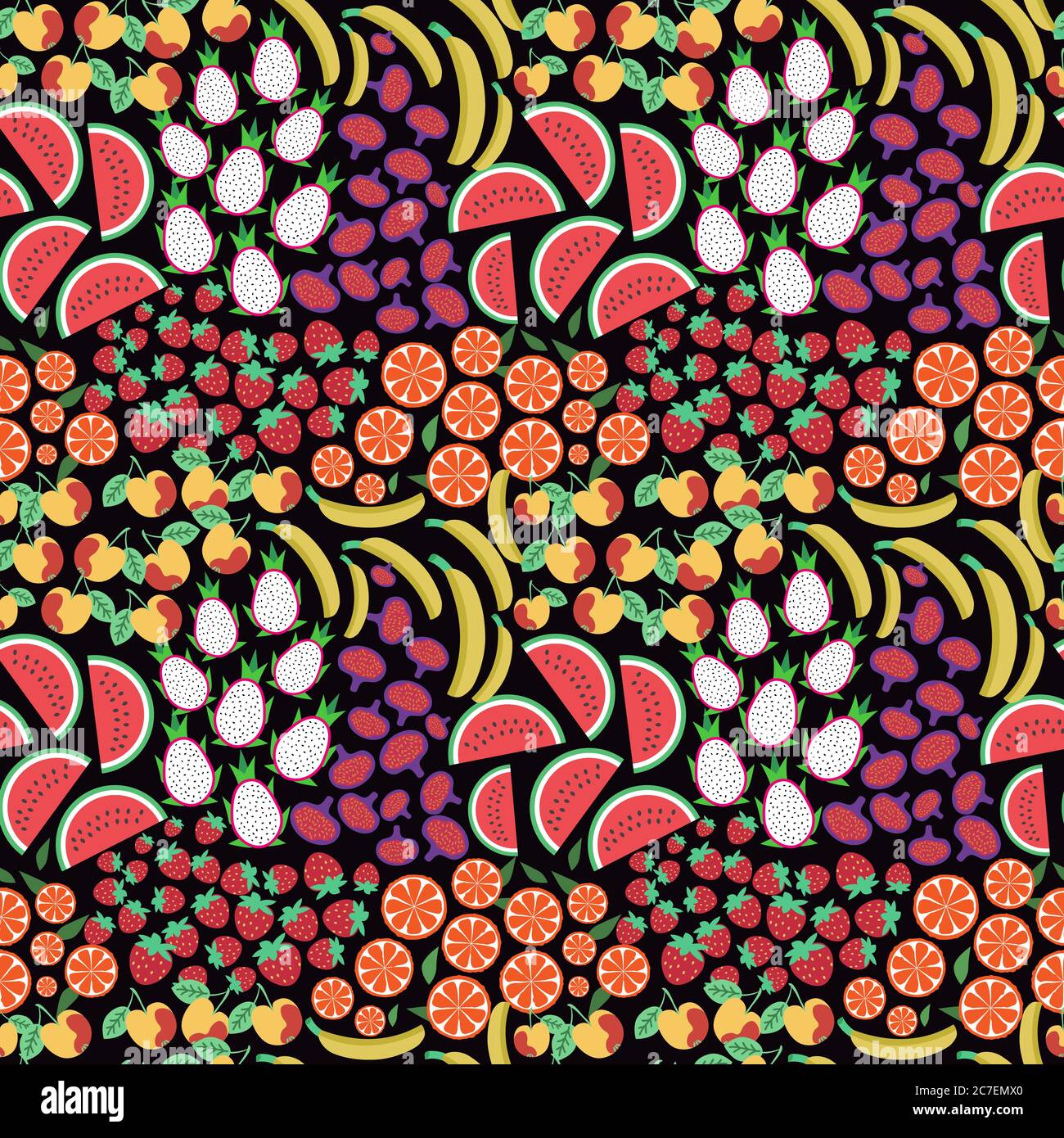 Motivo in frutta decorativa senza cuciture colorate Illustrazione Vettoriale