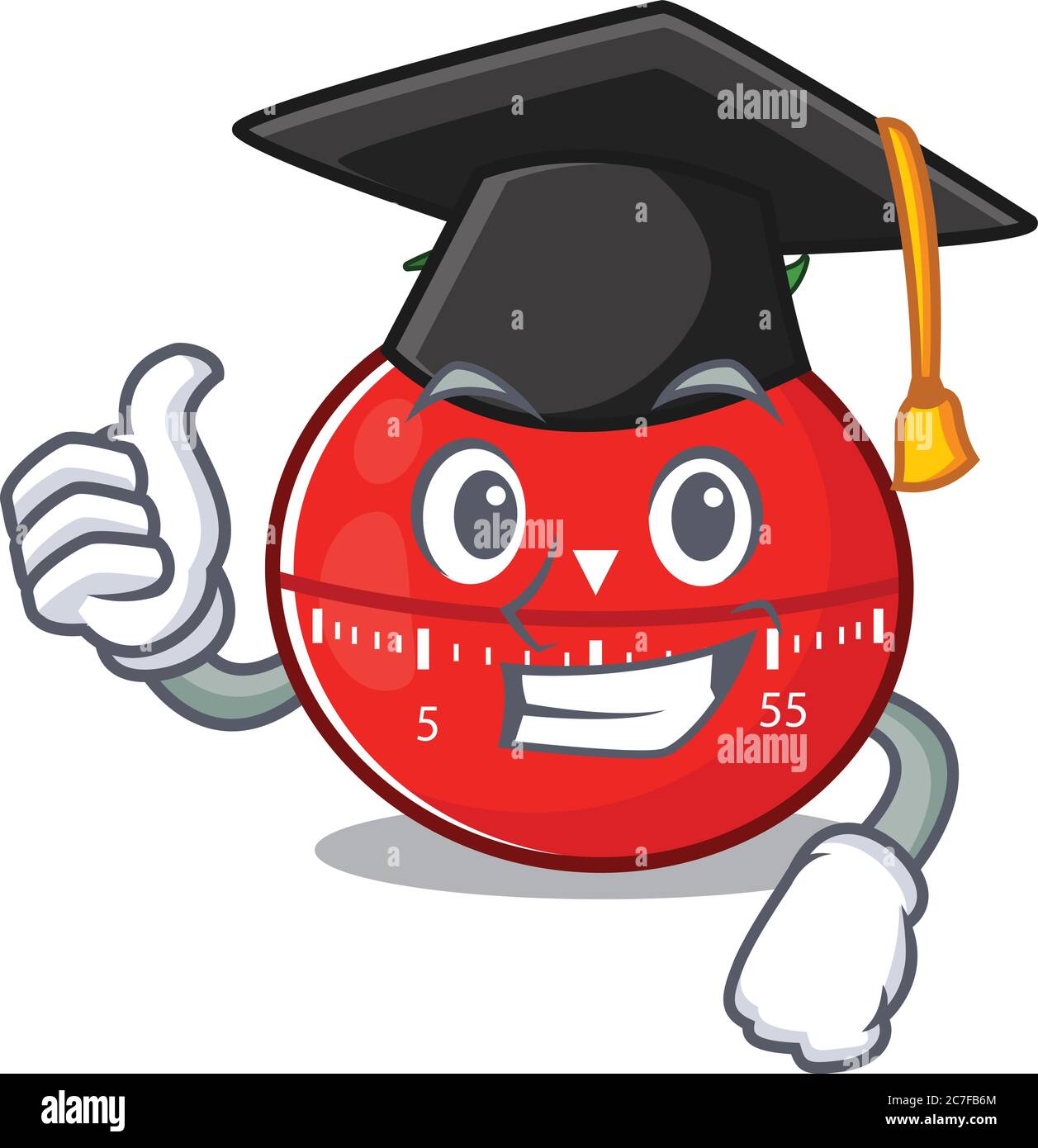 Timer cucina pomodoro disegno grafico caricature con cappello per cerimonia  di laurea Immagine e Vettoriale - Alamy