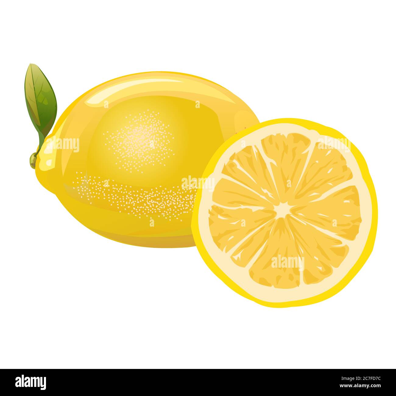Limone. Agrume sour. Giallo frutta meridionale. Oggetto isolato. Illustrazione vettoriale. Limone succoso maturo. Illustrazione Vettoriale