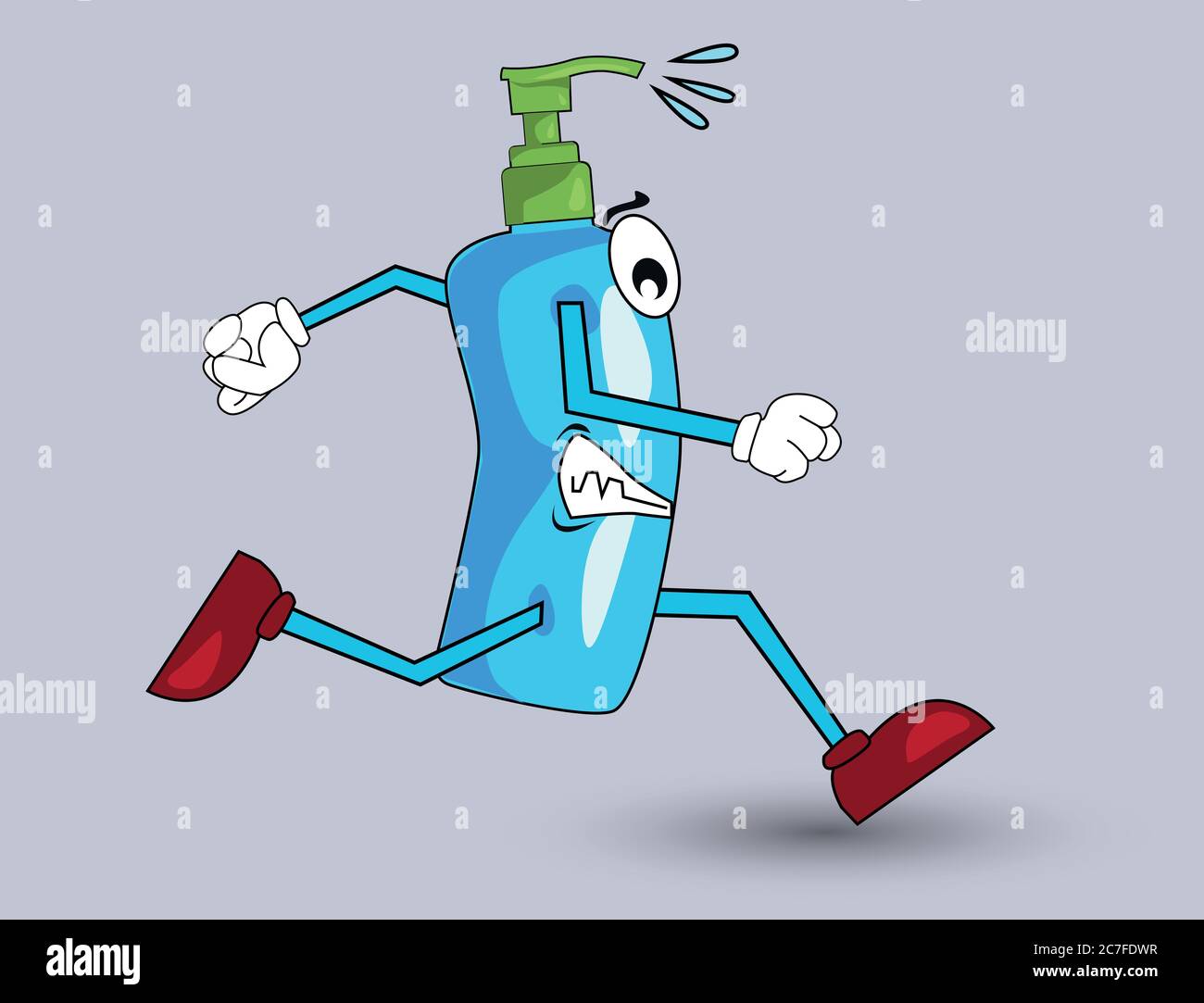Illustrazione di eseguire sanitize come un personaggio carino per i bambini. Illustrazione Vettoriale