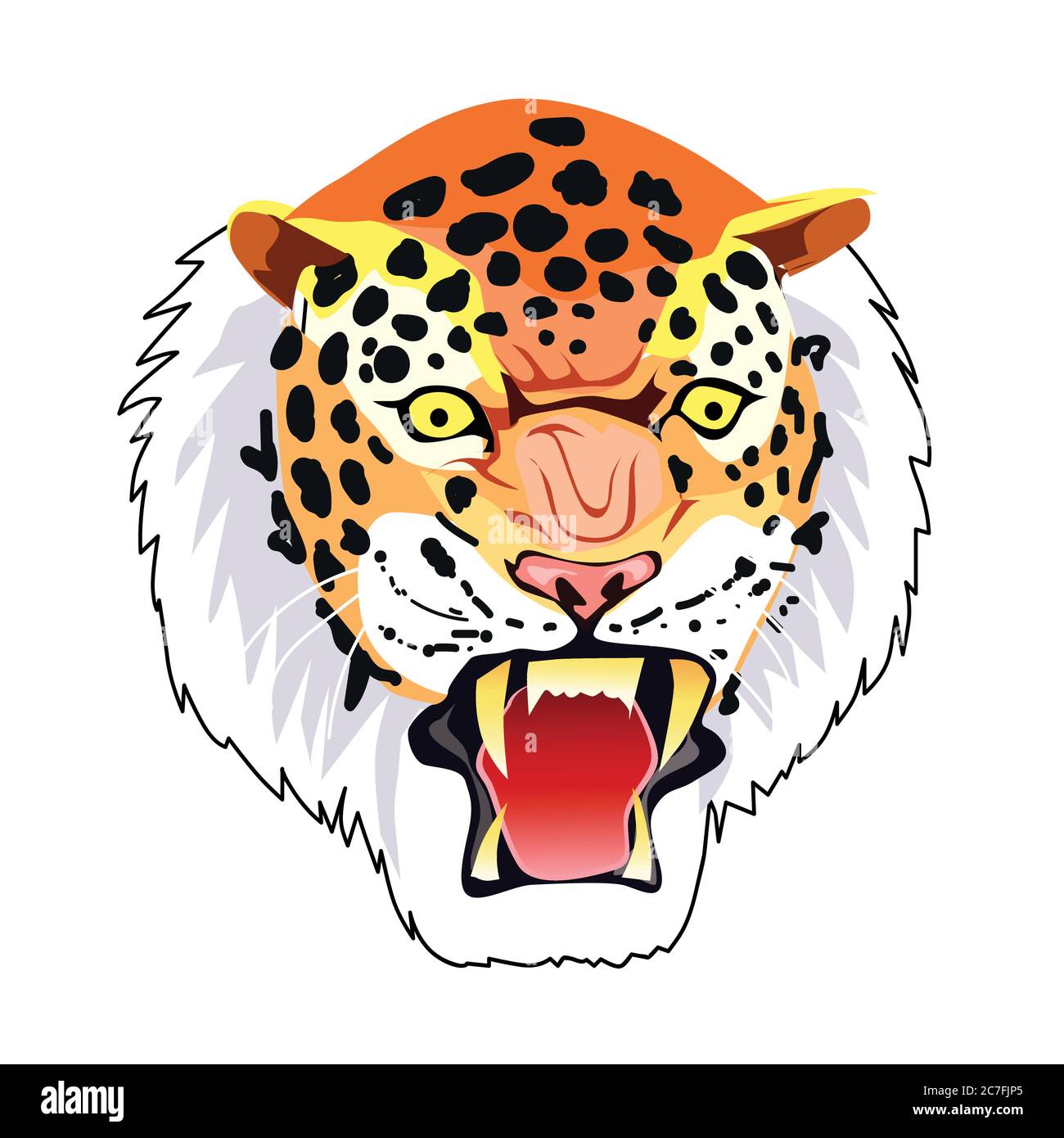 faccia arrabbiata della tigre. isolato su sfondo bianco. icona logo mascotte illustrazione vettoriale Illustrazione Vettoriale