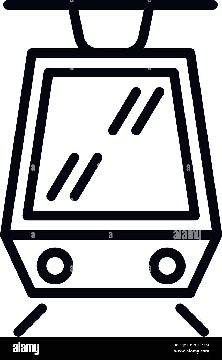 Icona moderna della tram. Contorno moderno vettore auto tram icona per web design isolato su sfondo bianco Illustrazione Vettoriale
