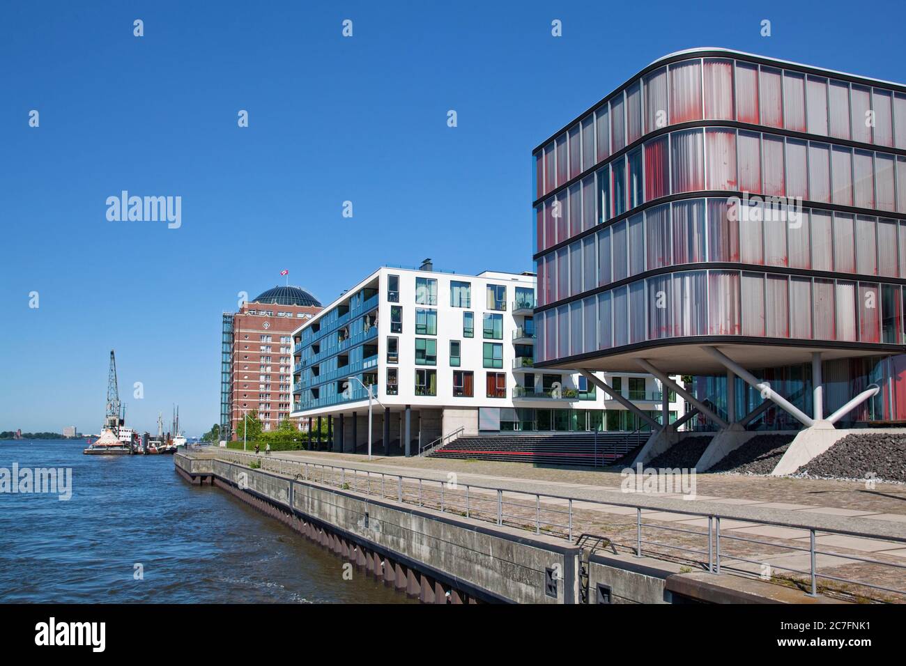 Germania, Amburgo, spot pubblicitari sul fiume Elba, città anseatica Amburgo. Foto Stock