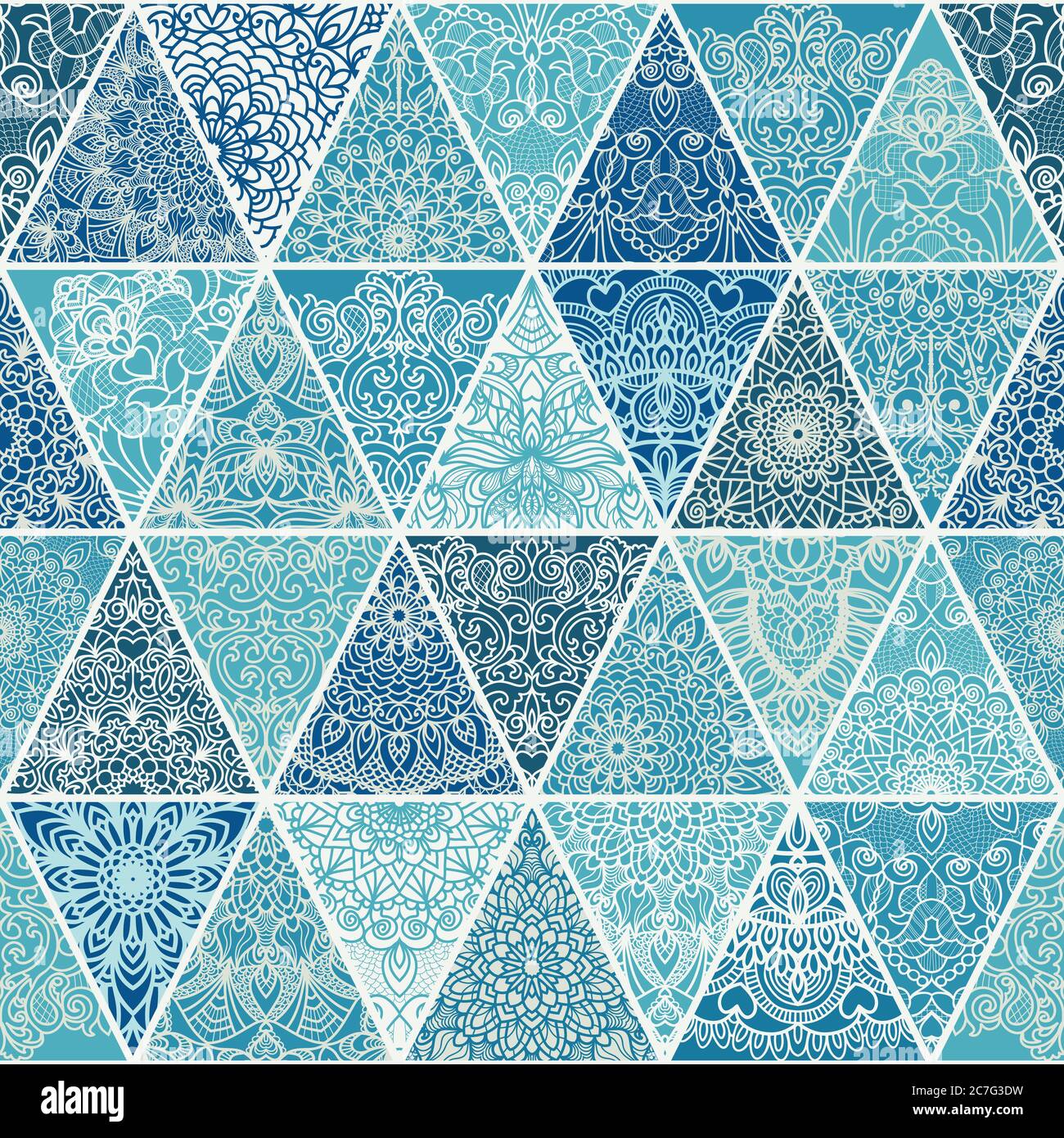 Patchwork colorato e senza interruzioni. Vintage multicolore in stile turco. Sfondo disegnato a mano. Motivi islamici, arabi, indiani, ottomani. Vettore Illustrazione Vettoriale