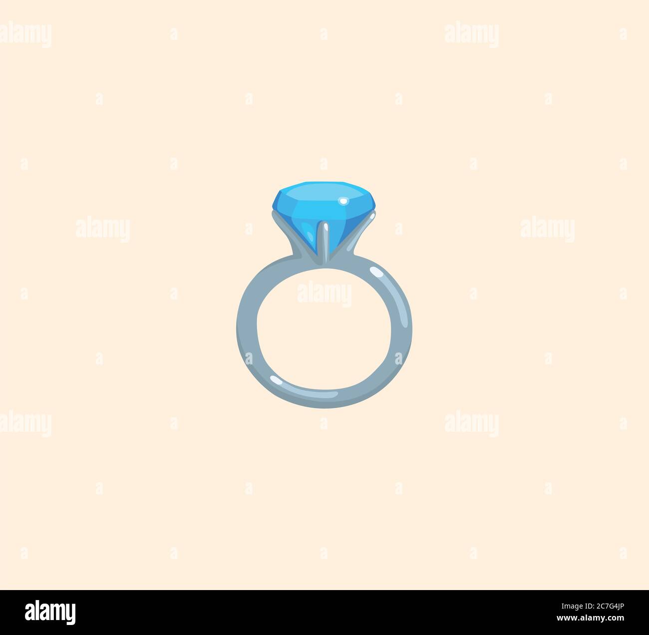 Illustrazione isolata del vettore ad anello diamantato. Icona anello a rombo Illustrazione Vettoriale
