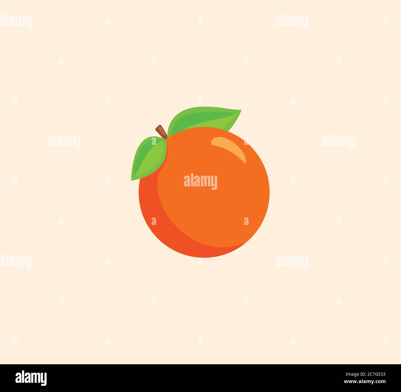 Illustrazione dell'icona isolata del vettore tangenziale. Icona frutta arancione Illustrazione Vettoriale