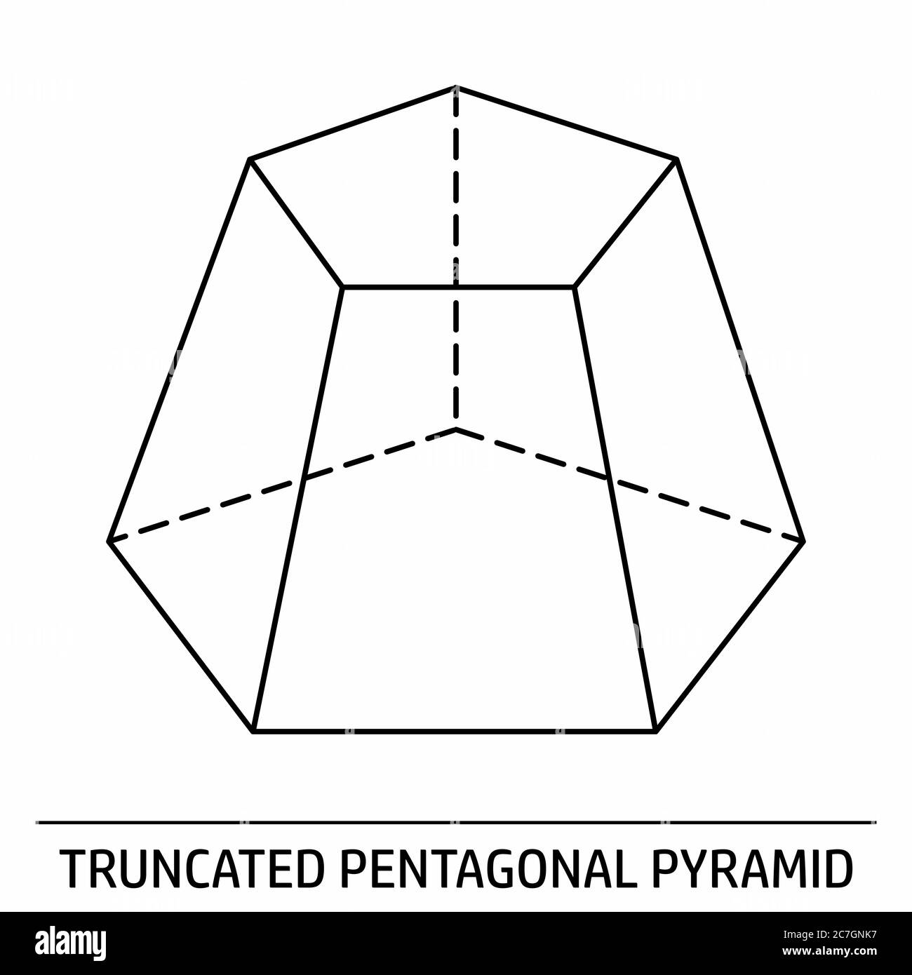 Icona del contorno della piramide pentagonale troncata Illustrazione Vettoriale