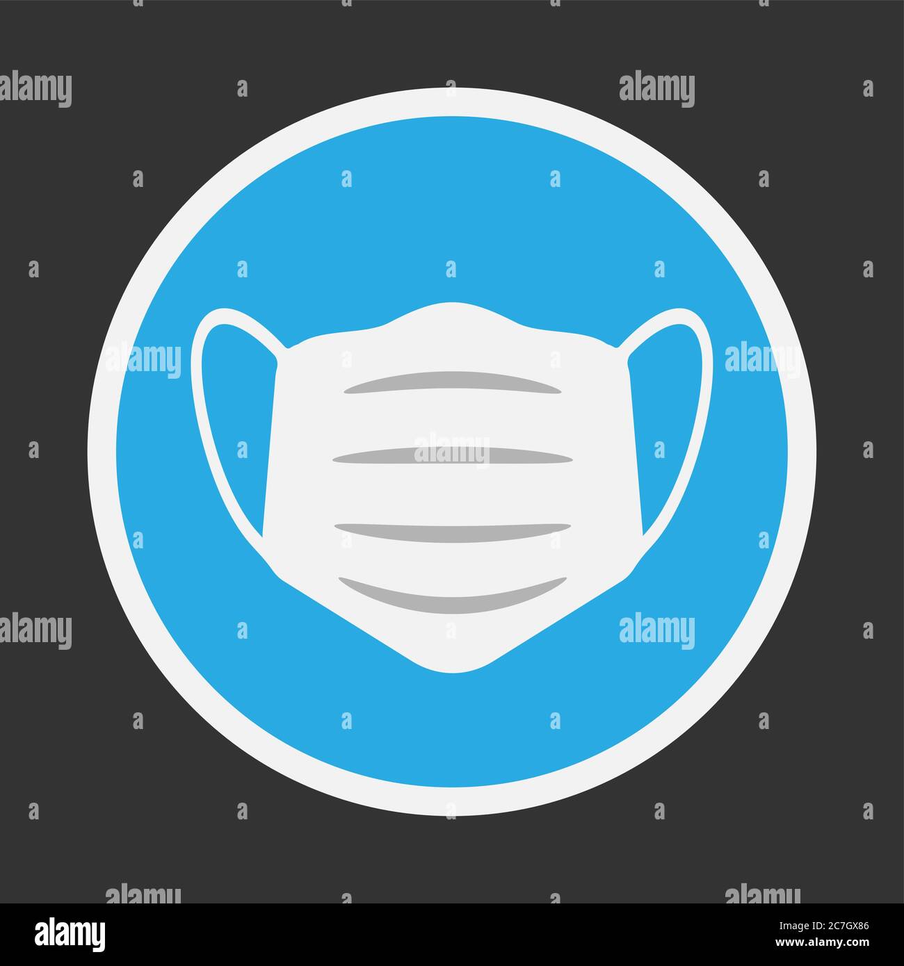 simbolo della maschera protettiva rotonda o icona vettoriale Illustrazione Vettoriale