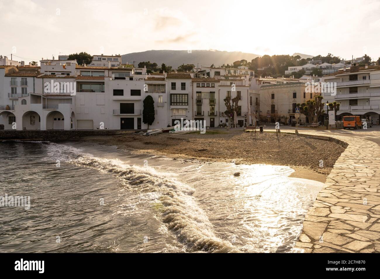 Europa, Spagna, Catalogna, Girona, Alt Empordà, Cadaqués, tramonto nella baia di Cadaqués Foto Stock
