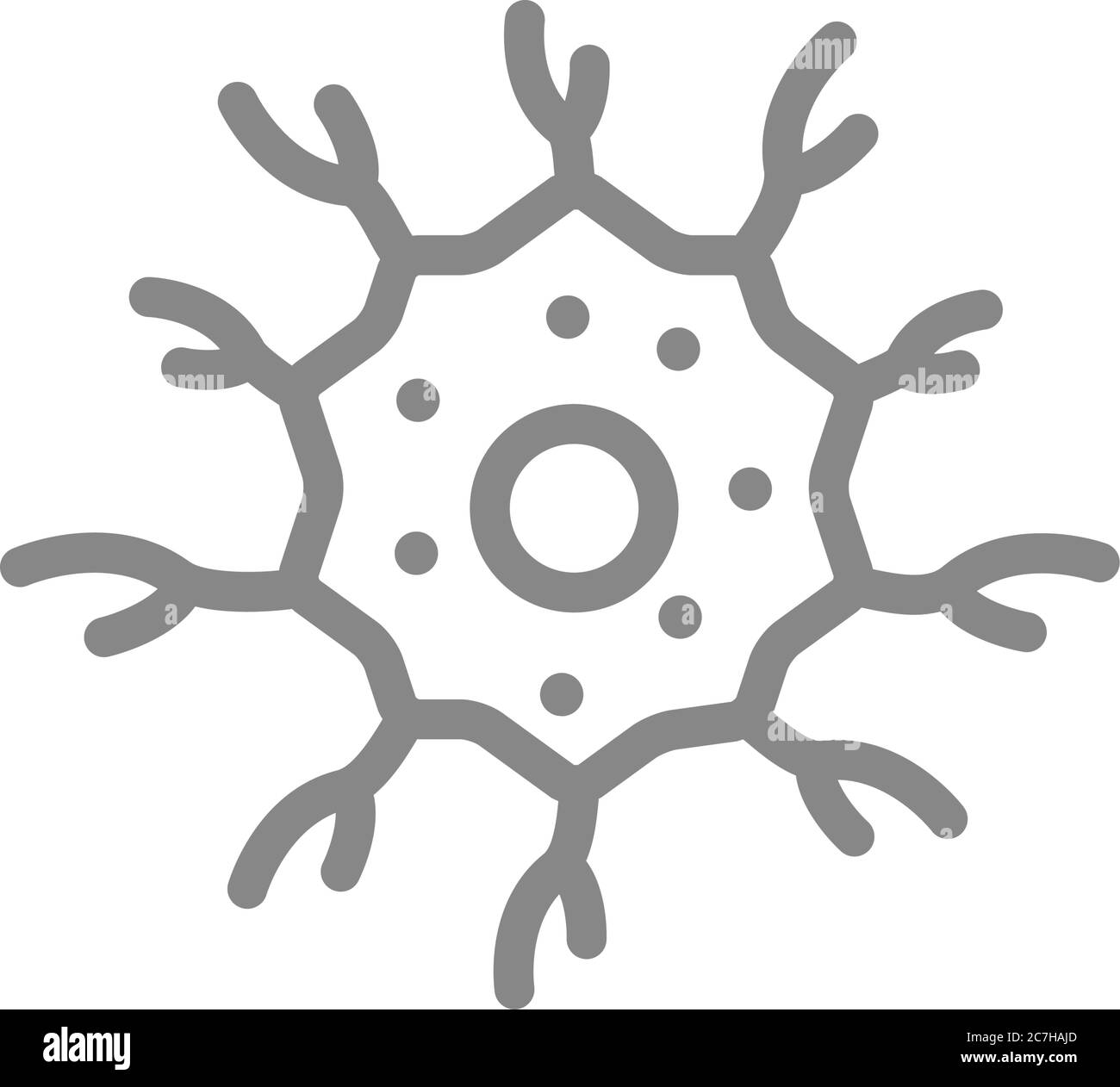 Icona della linea del neurone. Simbolo di cellule nervose sane Illustrazione Vettoriale