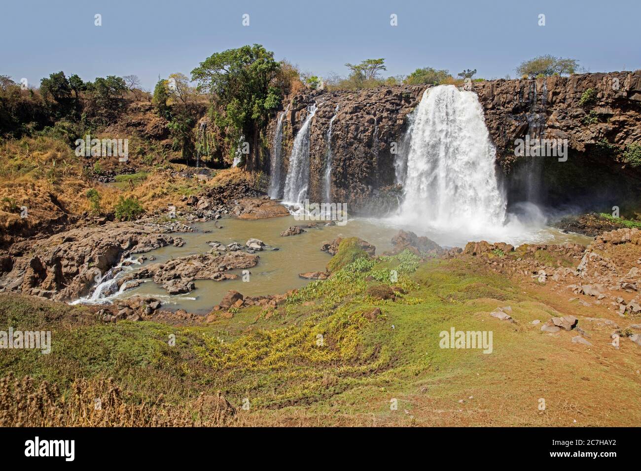 Tis Abay / Blue Nile Falls, cascata sul fiume Blue Nile vicino Bahir Dar durante la stagione secca, Amhara Regione, Etiopia, Africa Foto Stock