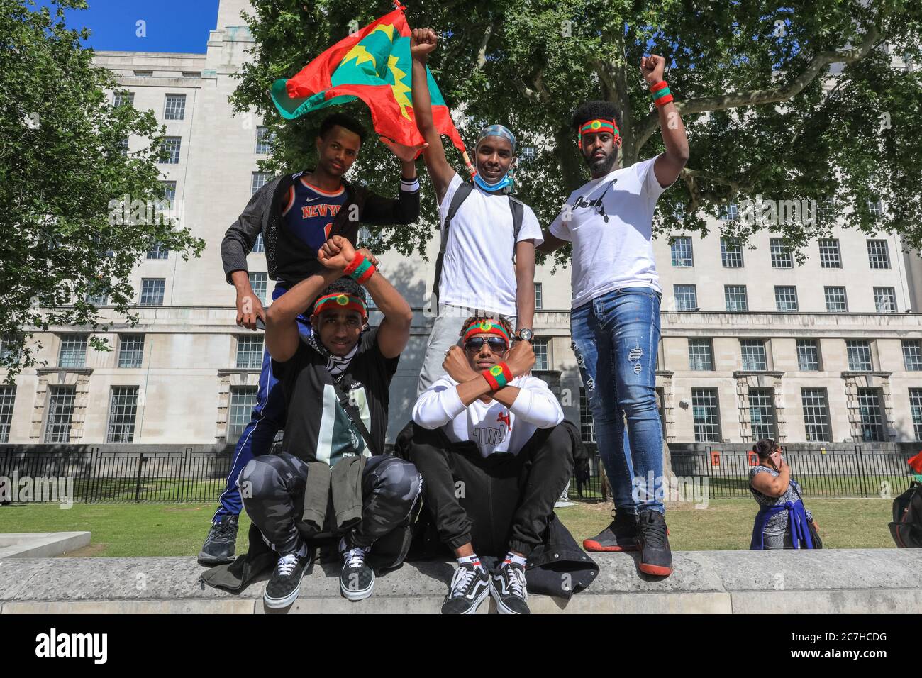 Londra, Regno Unito. 17 luglio 2020. La popolazione della regione di Oromia protesta contro il governo etiope e contro la limitazione dell'accesso a Internet nella regione. Gli Oromos sono il più grande gruppo etnico in Etiopia. Credit: Imageplotter/Alamy Live News Foto Stock