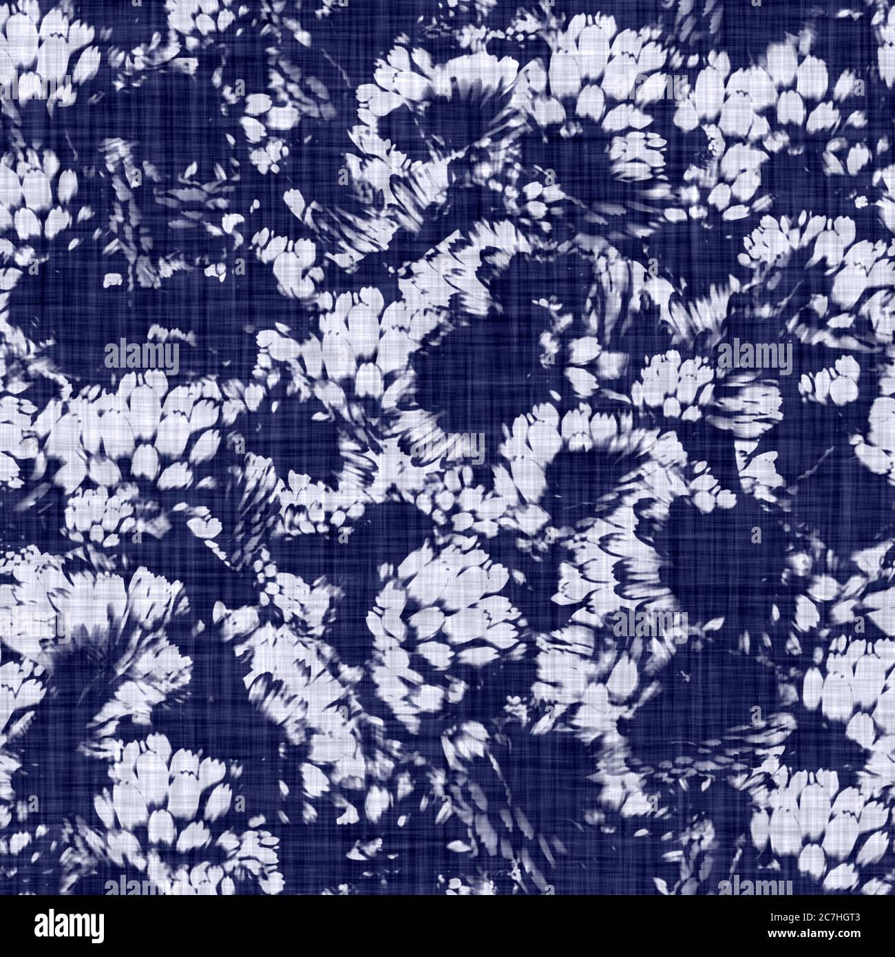 Indaco fiore blu blocco stampa damask tinto texture sfondo. Campione giapponese di ripetizione batik tessuto senza cuciture. Fiorito organico afflitto blocco Foto Stock