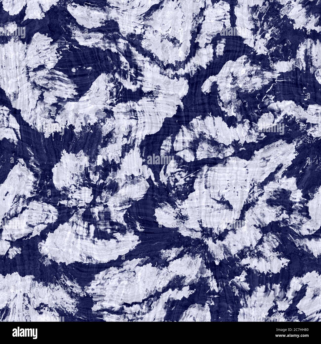 Indaco fiore blu blocco stampa damask tinto texture sfondo. Campione giapponese di ripetizione batik tessuto senza cuciture. Fiorito organico afflitto blocco Foto Stock