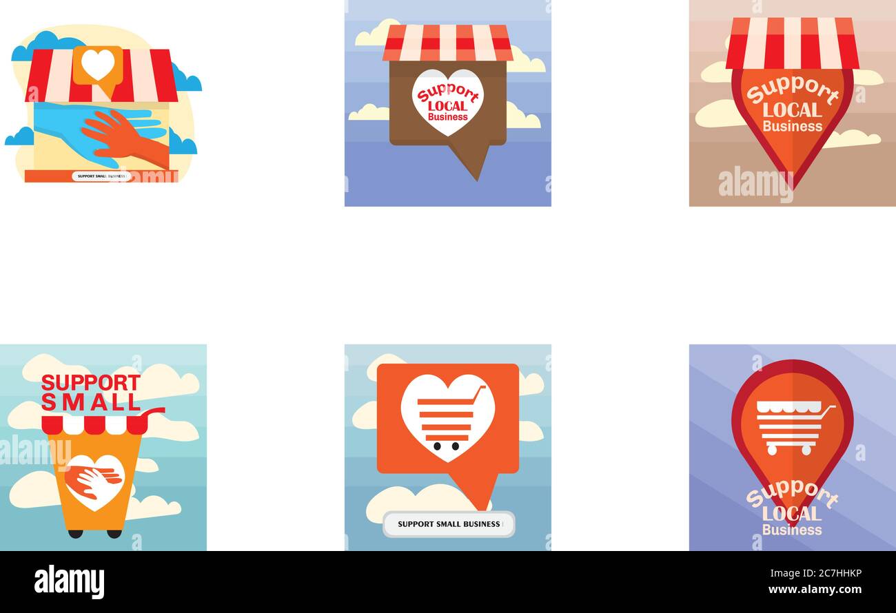 Supporto negozio locale piccolo. Mercato locale - Vector Illustrazione Vettoriale