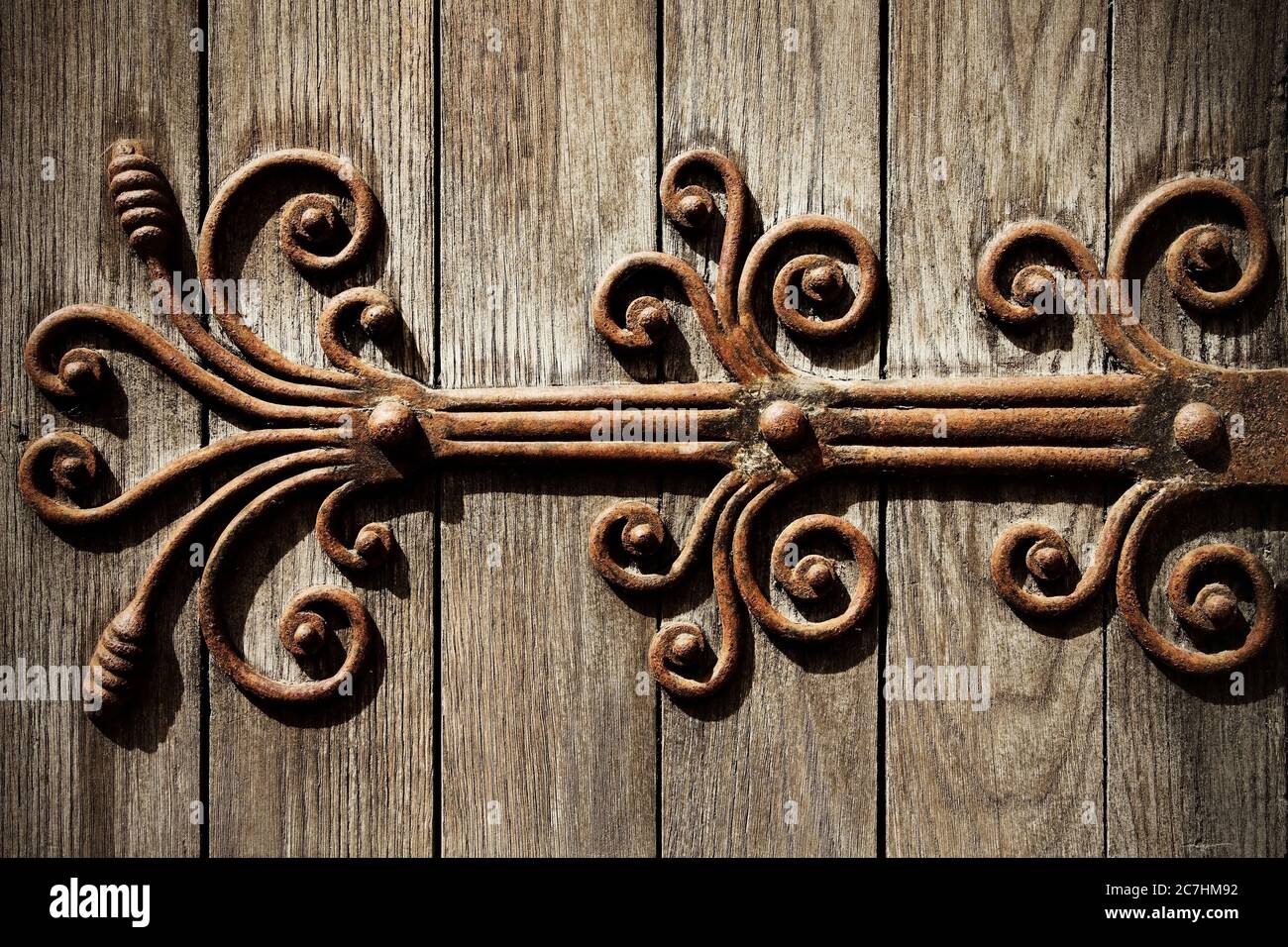 Porta e cerniere a Selby Abbey, Yorkshire, Regno Unito. Foto Stock