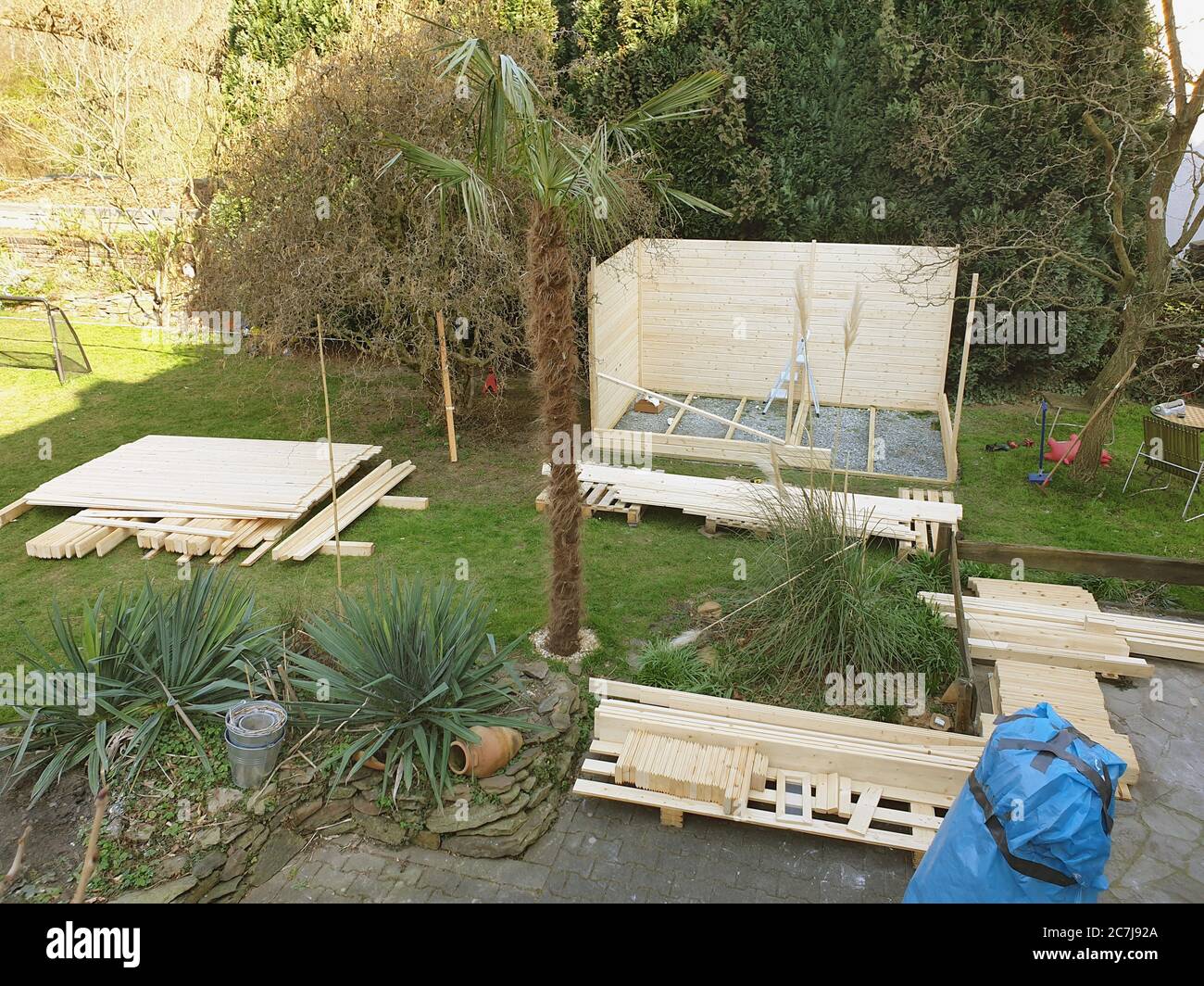 Costruzione di una sauna in giardino, foto serie 2/14, Germania Foto Stock