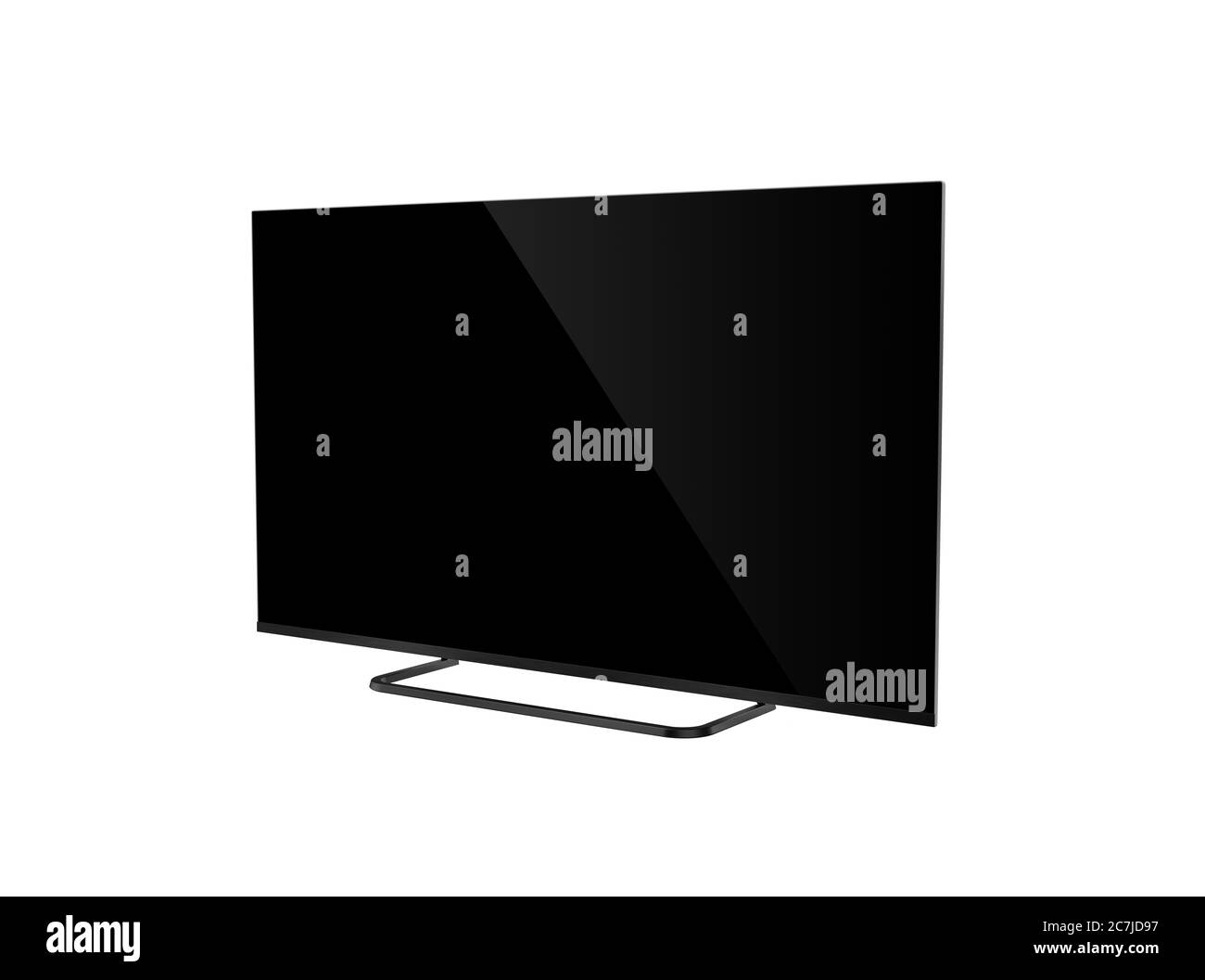 TV LCD con schermo nero isolato su sfondo bianco Foto Stock