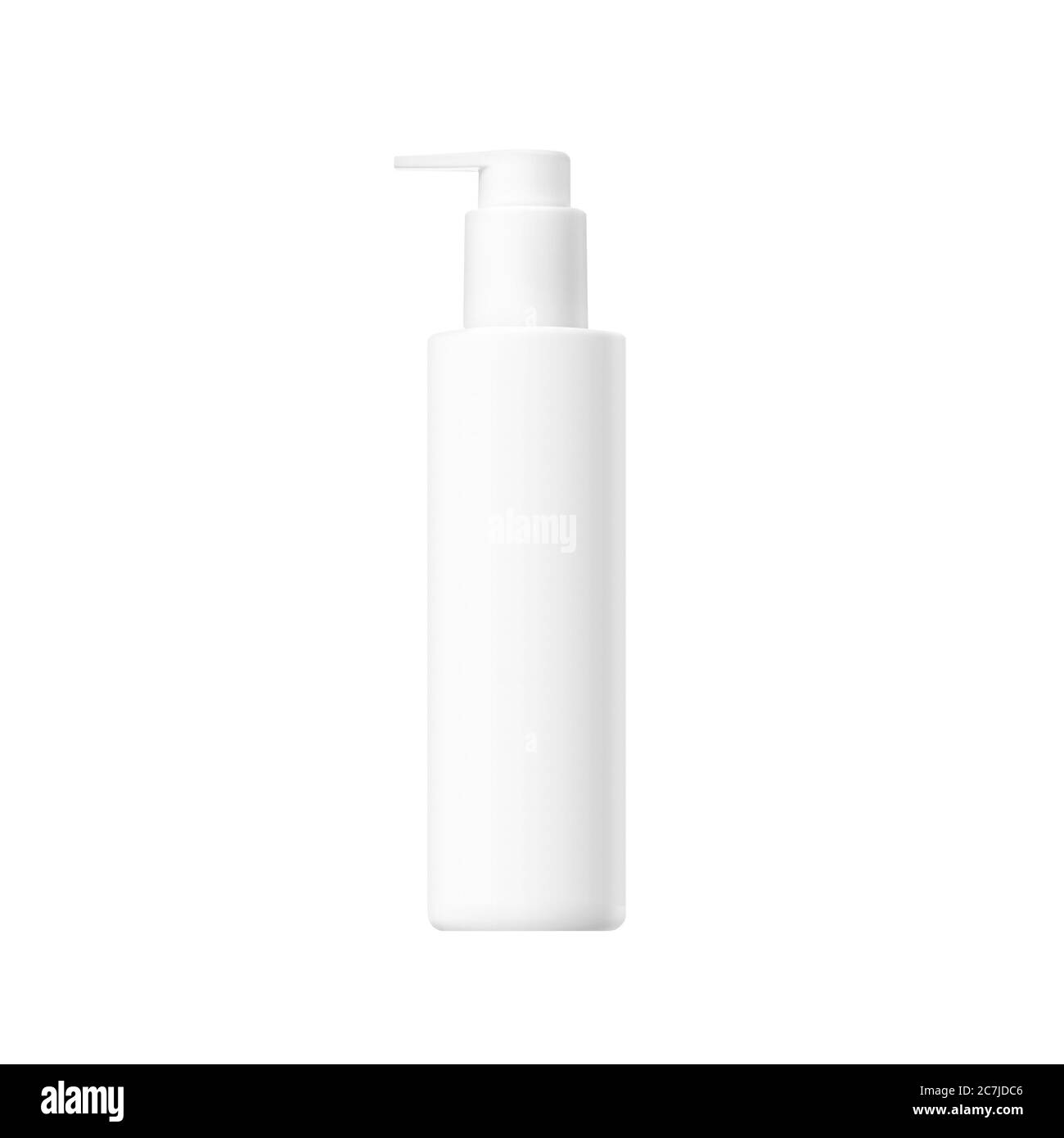 Flacone cosmetico con pompa isolata su fondo bianco Foto Stock