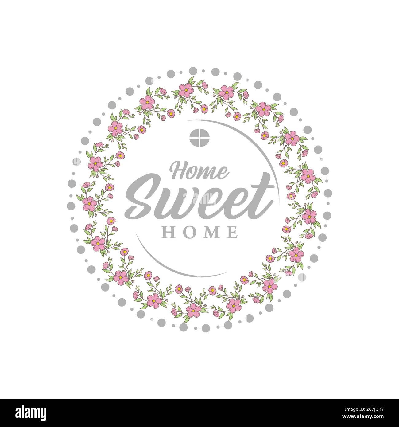 Home Sweet Home - Poster Di Tipografia. Stampa scritta a mano. Immagine vettoriale vintage con cappa casa e cuore bello e camino incenso. Illustrazione Vettoriale