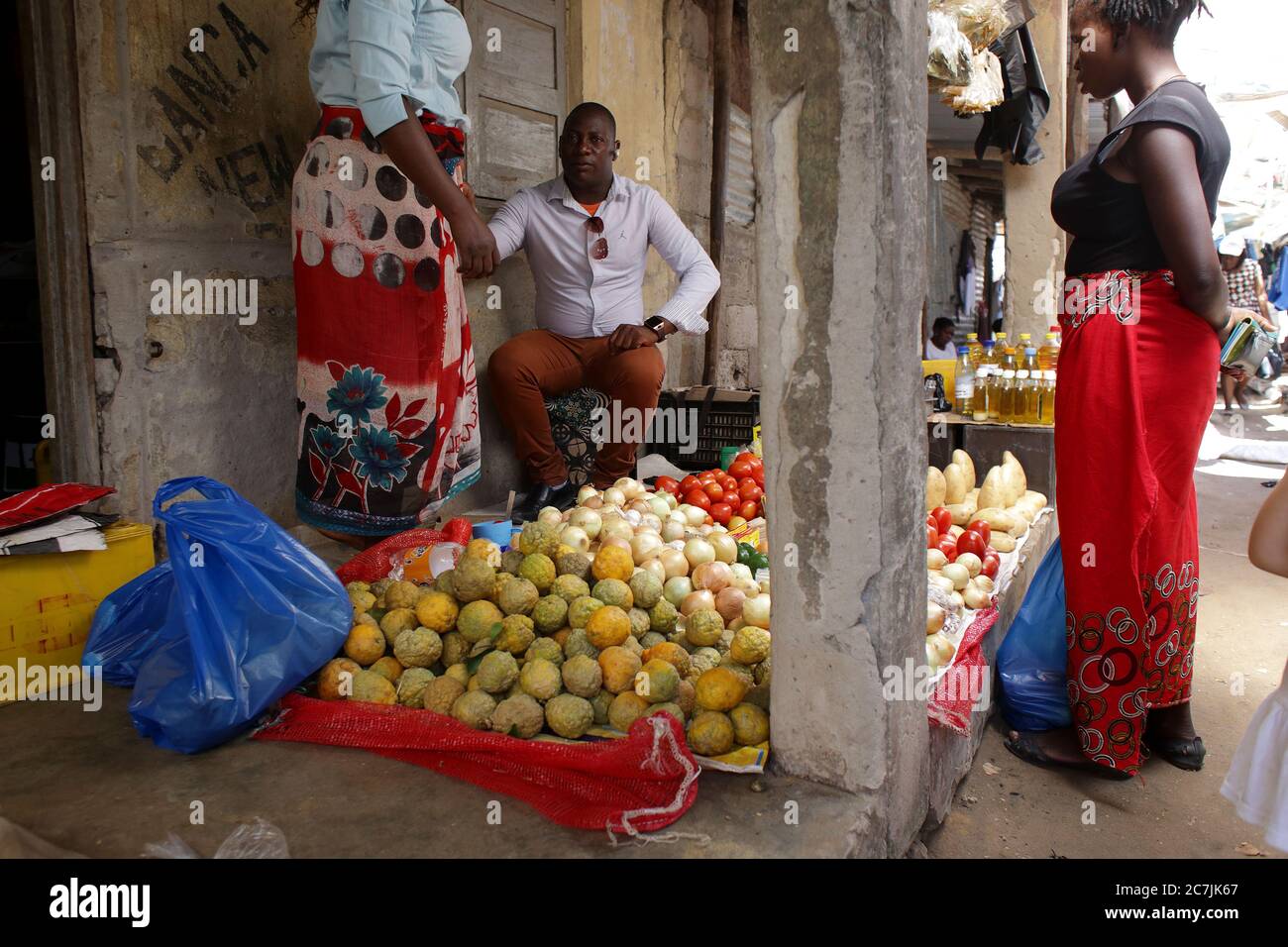 Mercato a Vilanculos, Bazaruto, Mozambico, Africa Foto Stock