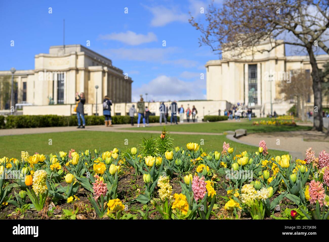 Una bella mattina di primavera al Trocadero, Parigi FR Foto Stock