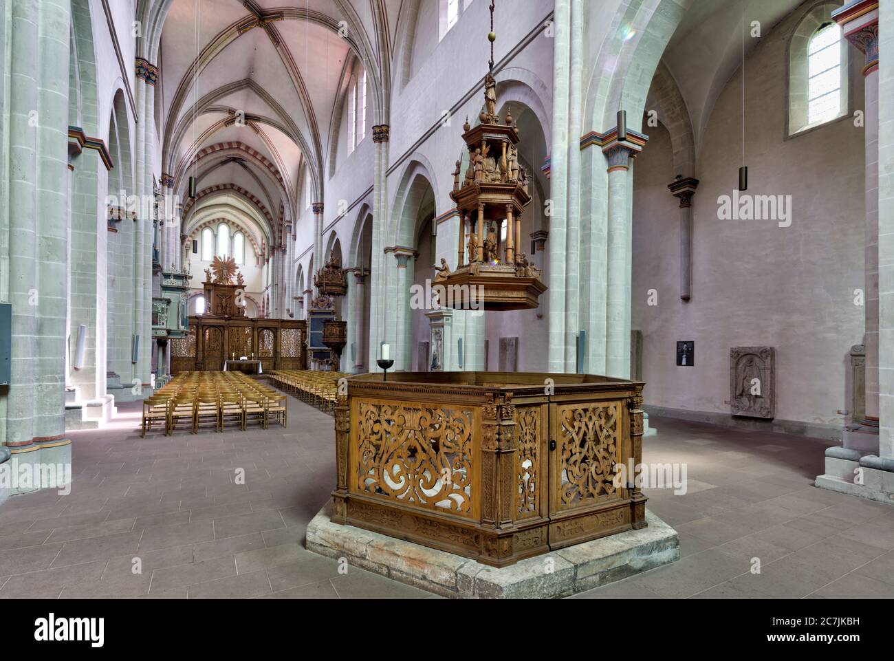 Klosterkirche, Riddagshausen, battesimo, interior design, Braunschweig, bassa Sassonia, Germania, Europa Foto Stock