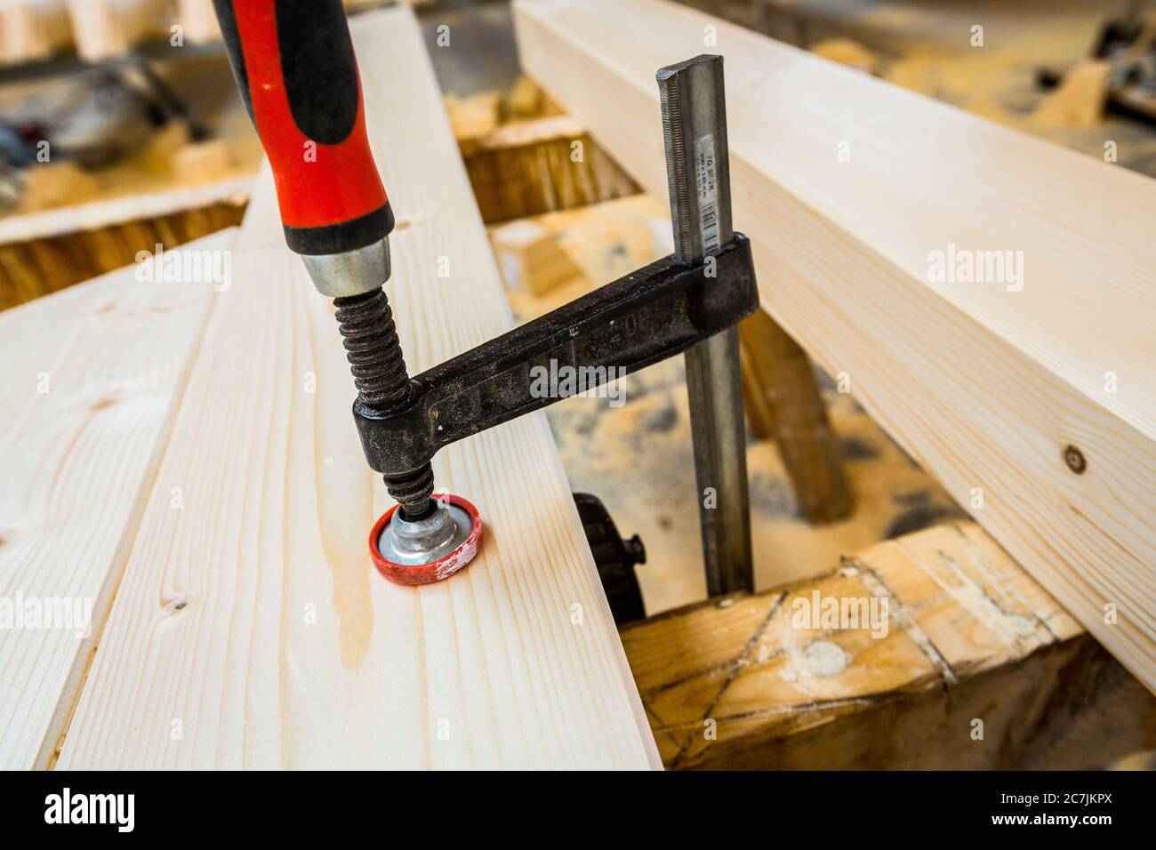 Germania, Baviera, morsetto a vite in carpenteria Foto Stock