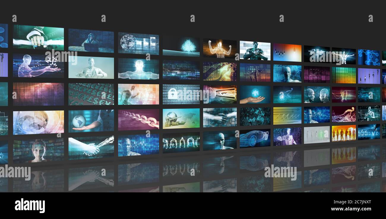 I contenuti multimediali di streaming e di intrattenimento digitale concetto Video Foto Stock