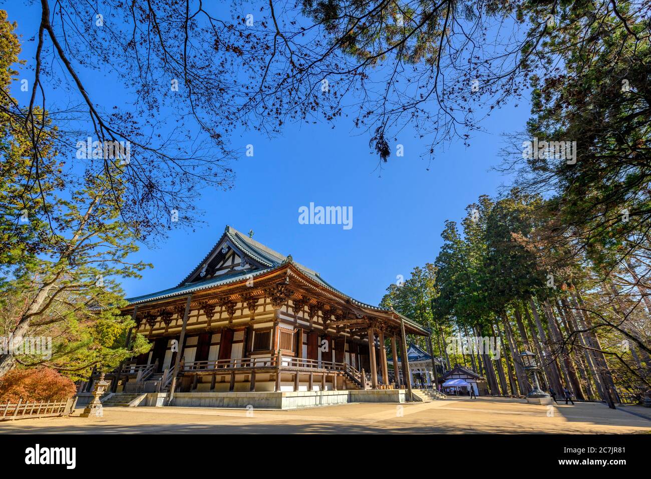 Uno degli edifici del complesso del Tempio Danjo Garan a Mount Koya a Koyasan, Wakayama, Giappone. Foto Stock